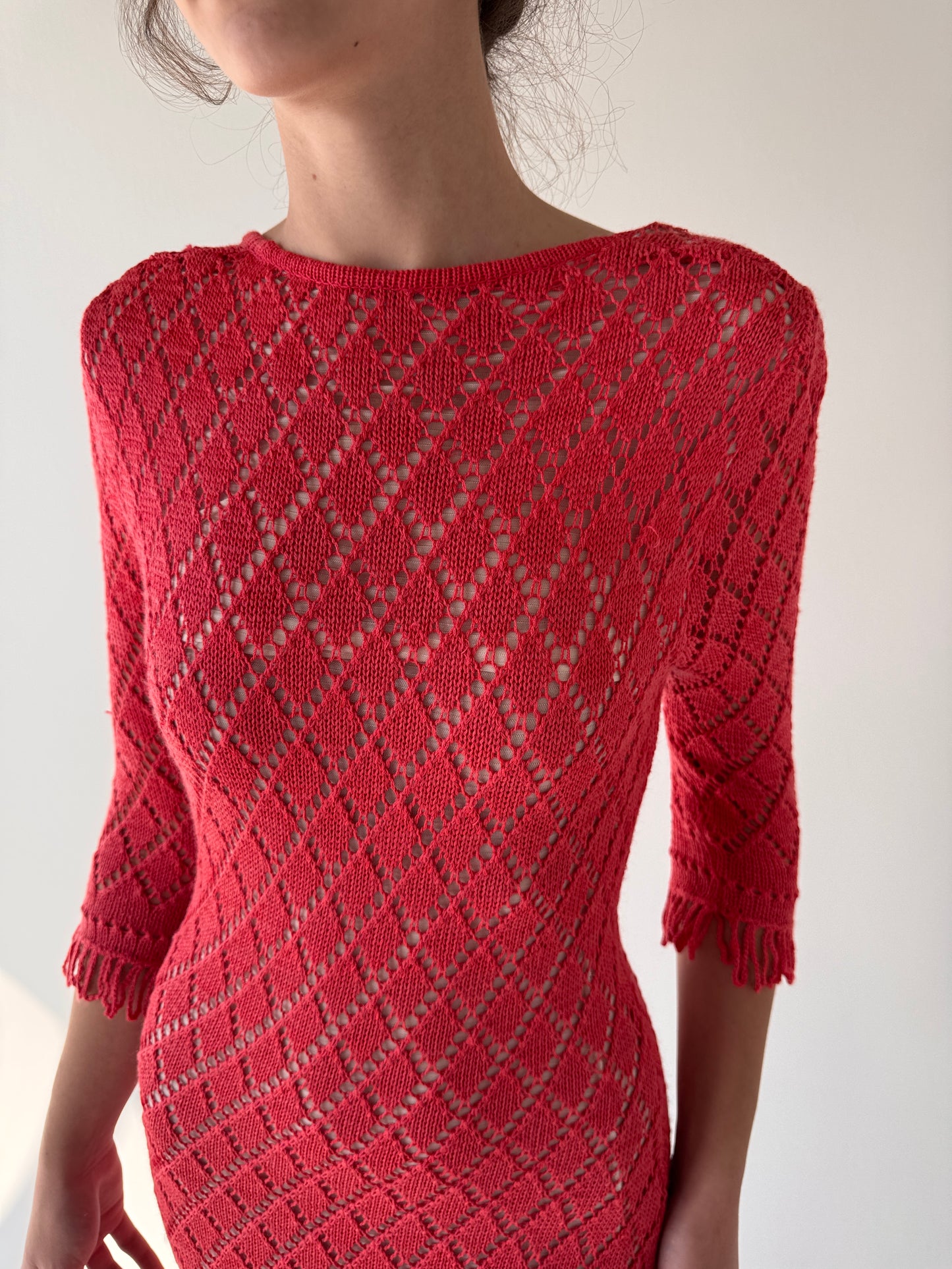 Rochie vintage din lana extrafina dantelată cu broderie manuală 3D