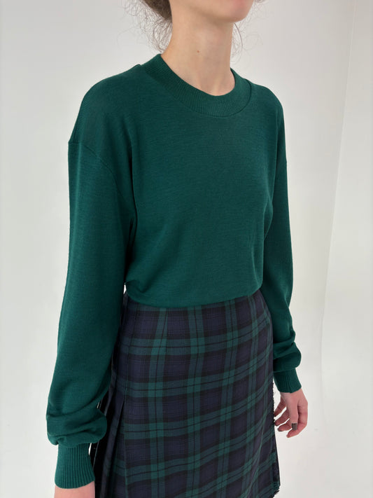 Pulover forest green din lana merino extrafina ribbed