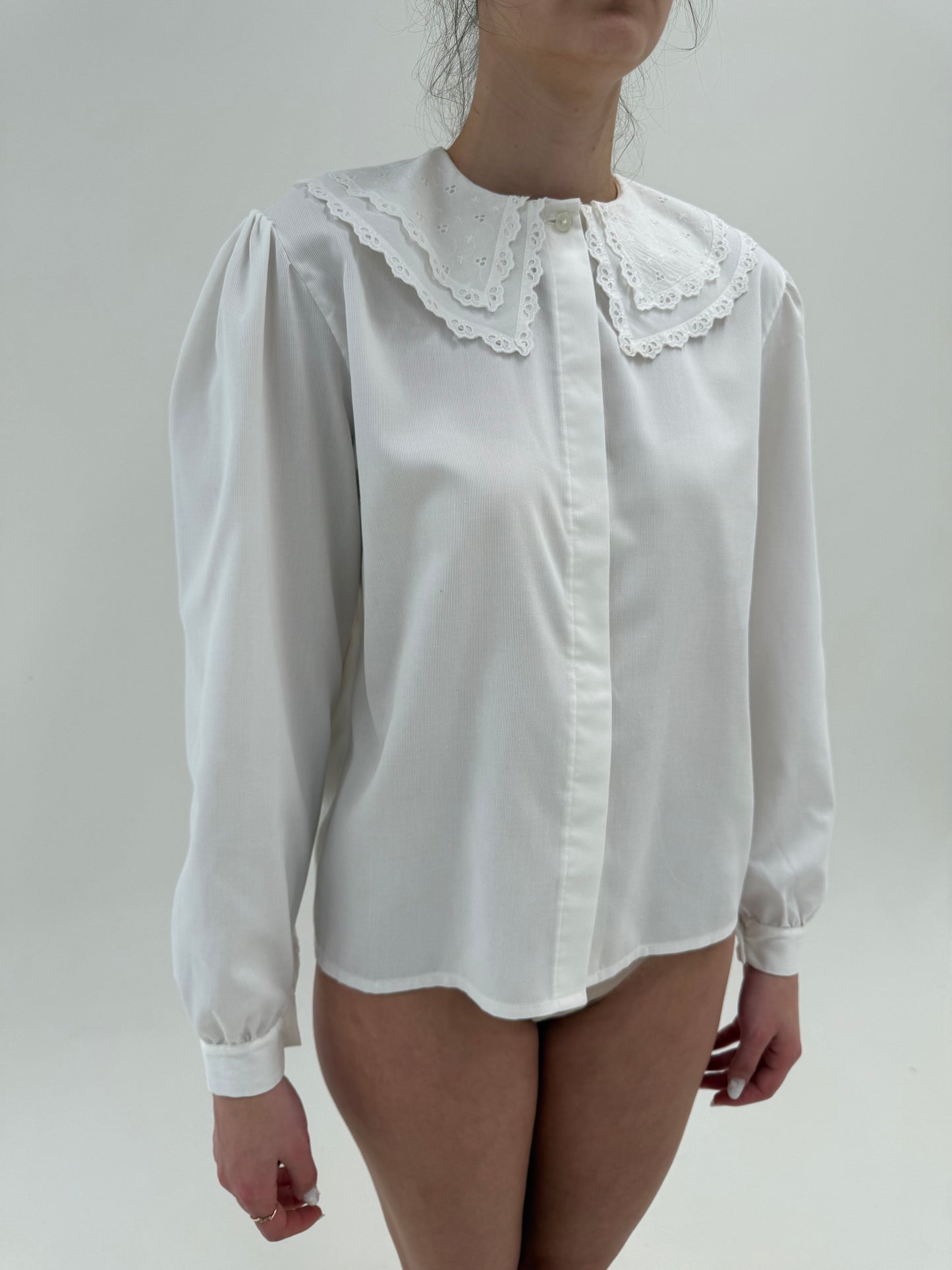 Cămașa vintage din poplin luxury cu guler dublu supradimensionat