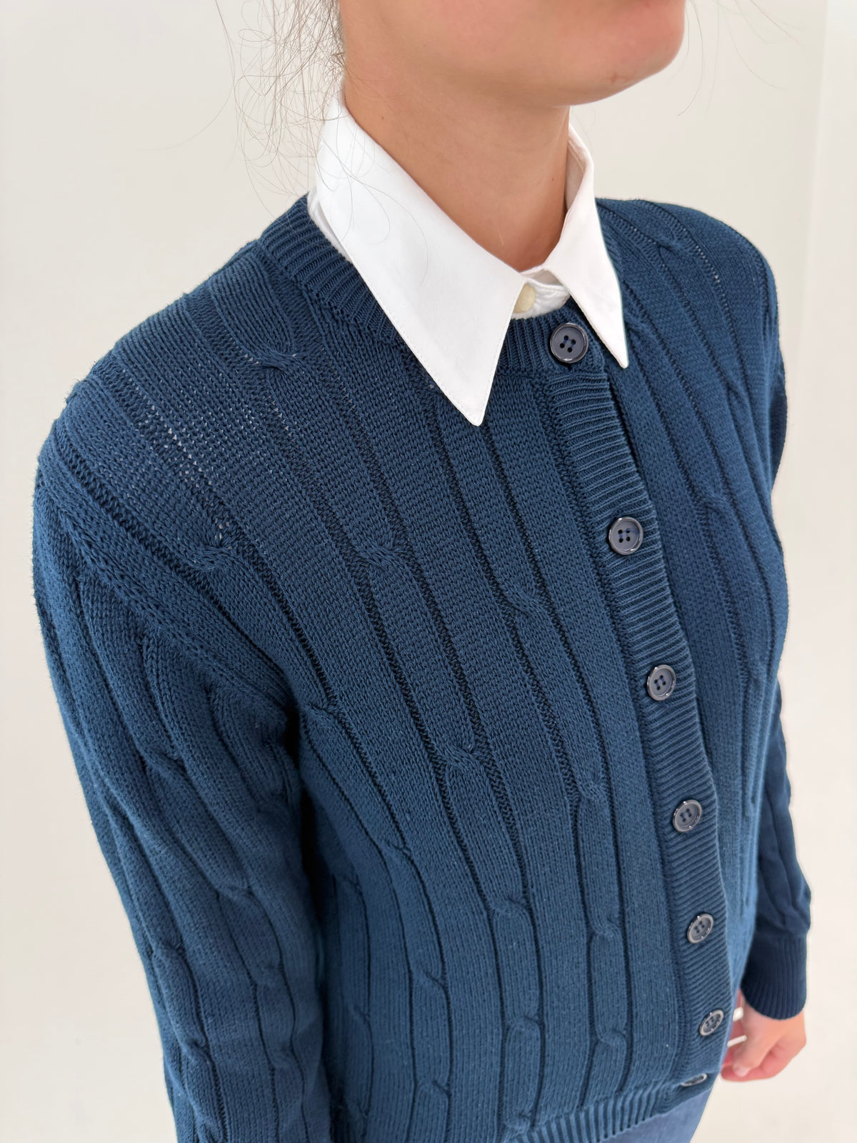 Cardigan old vintage italian cu torsade din bumbac greu excepțional de gramaj mare