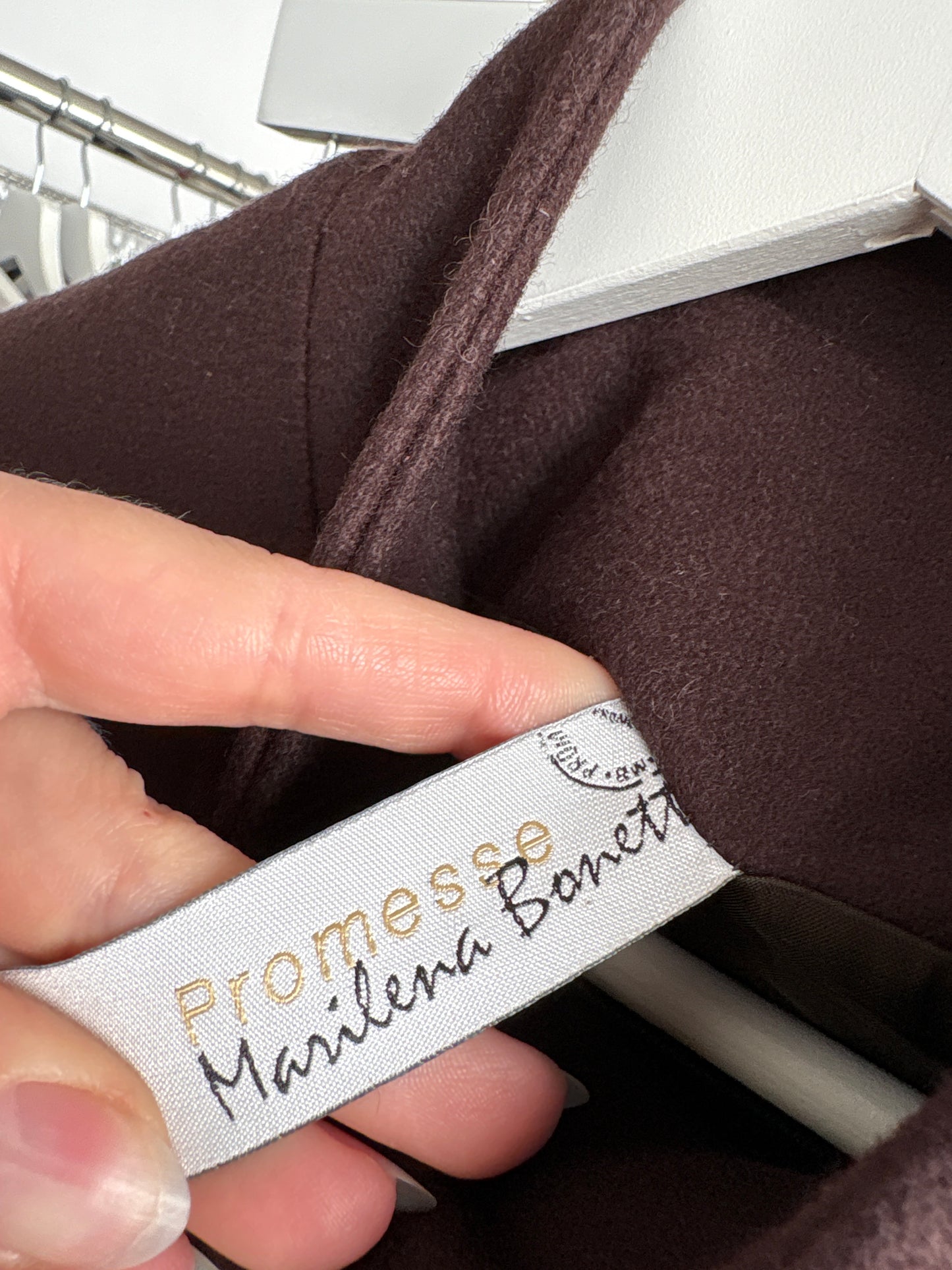 Palton cu talie marcată reglabilă chocolate brown din stofă structurată