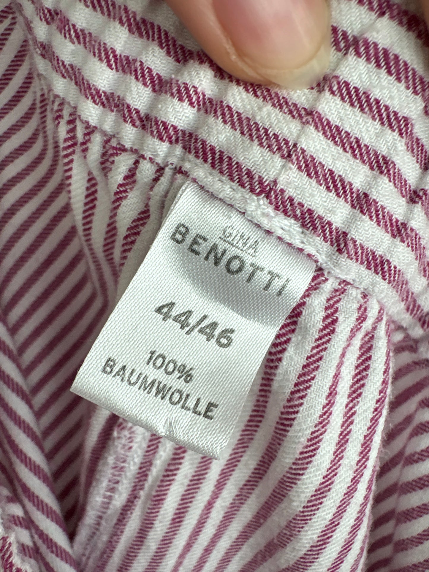 Pantaloni din panza de bumbac în croi drept cu dungi verticale burgundy