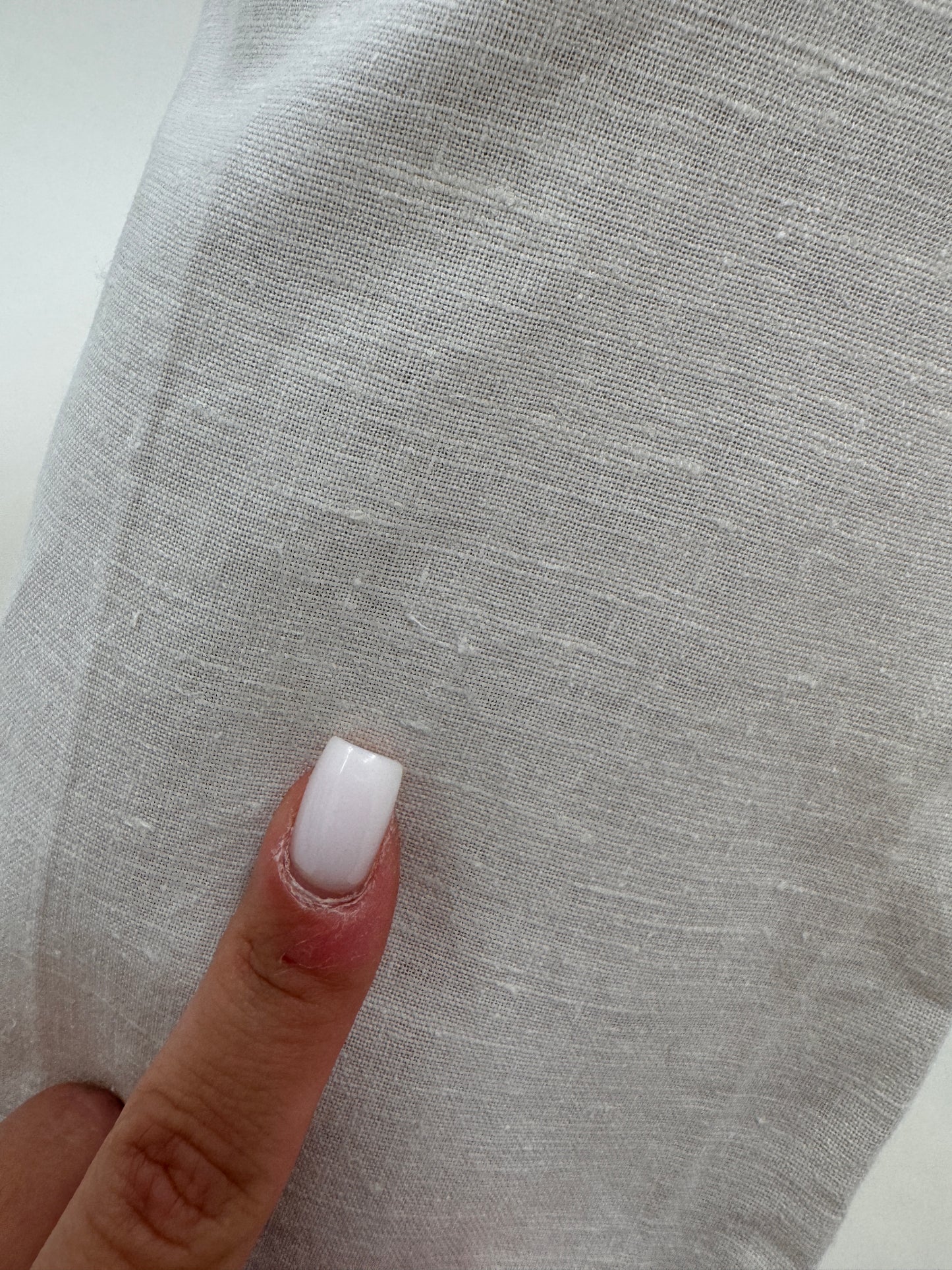 Pantaloni tall din pânză de in cu bumbac cu pense butter white