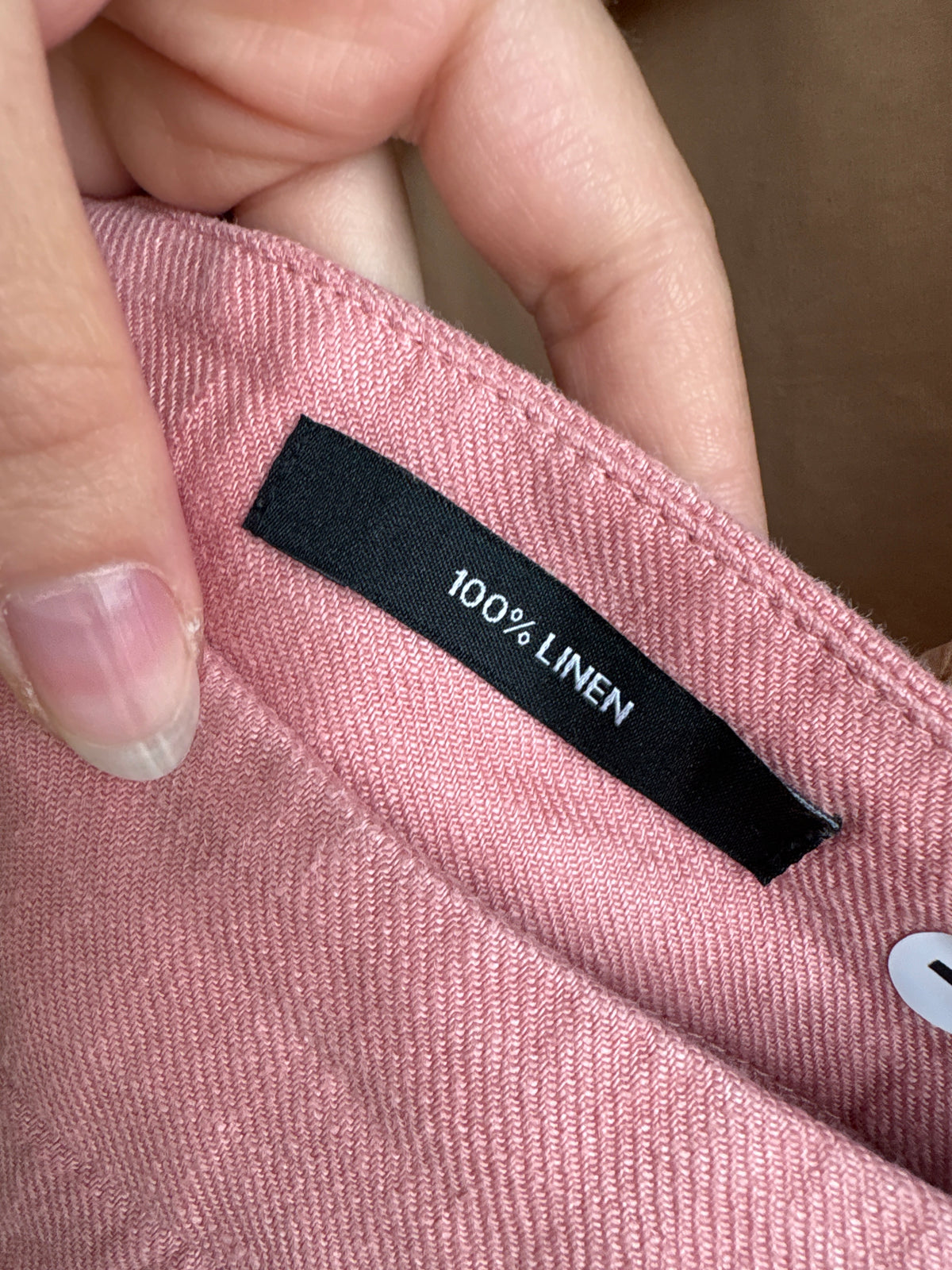 Pantaloni dusty pink din in premium în croi drept