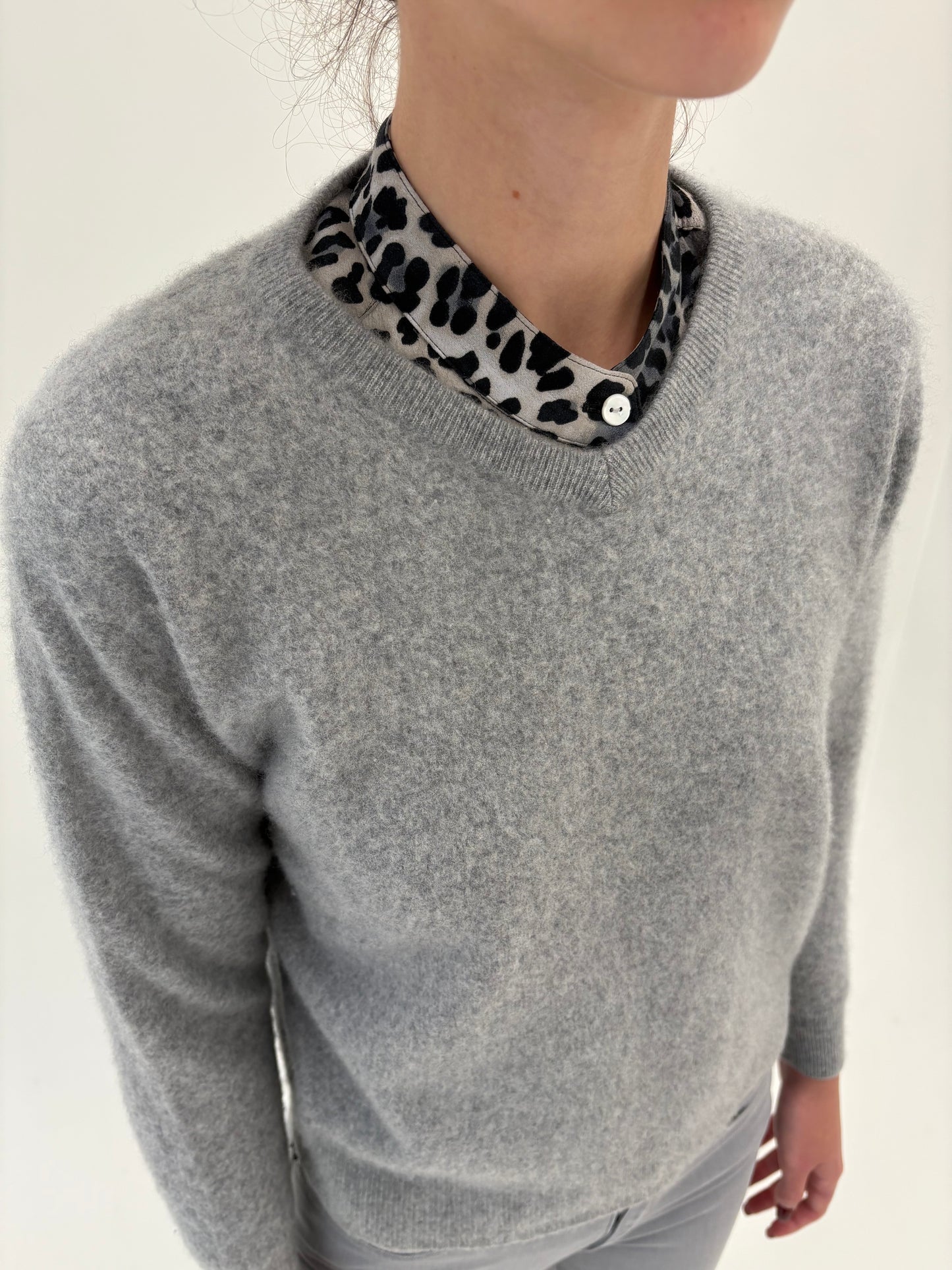 Pulover silver gray din cașmir gros de gramaj mare