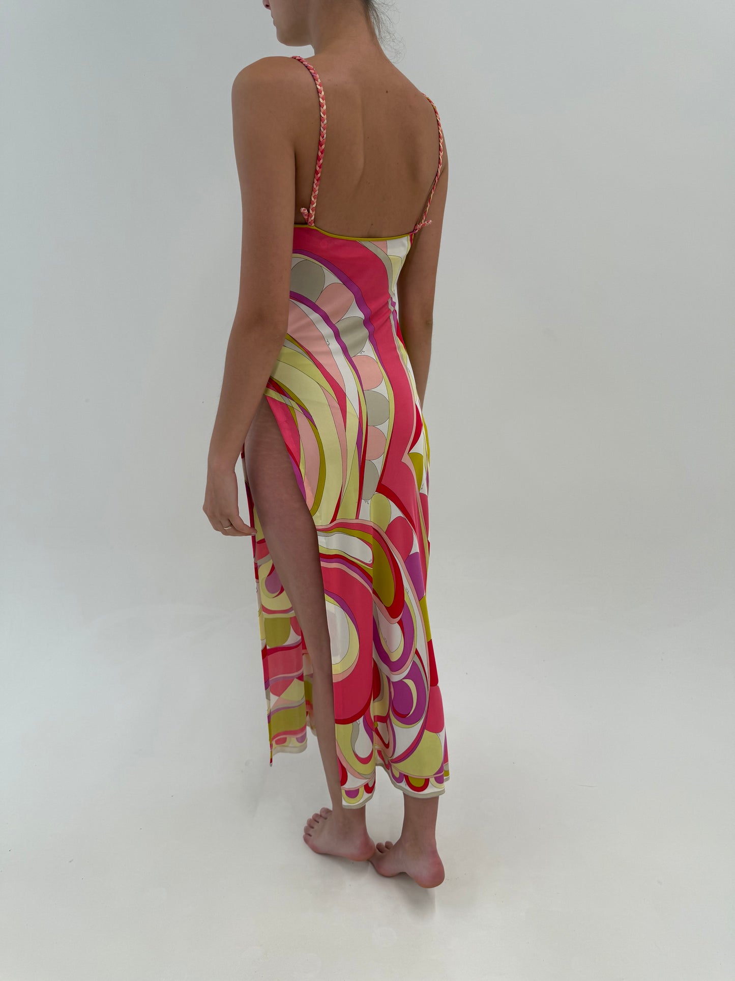 Rochie maxi de colecție Emilio Pucci cu print specific brandului