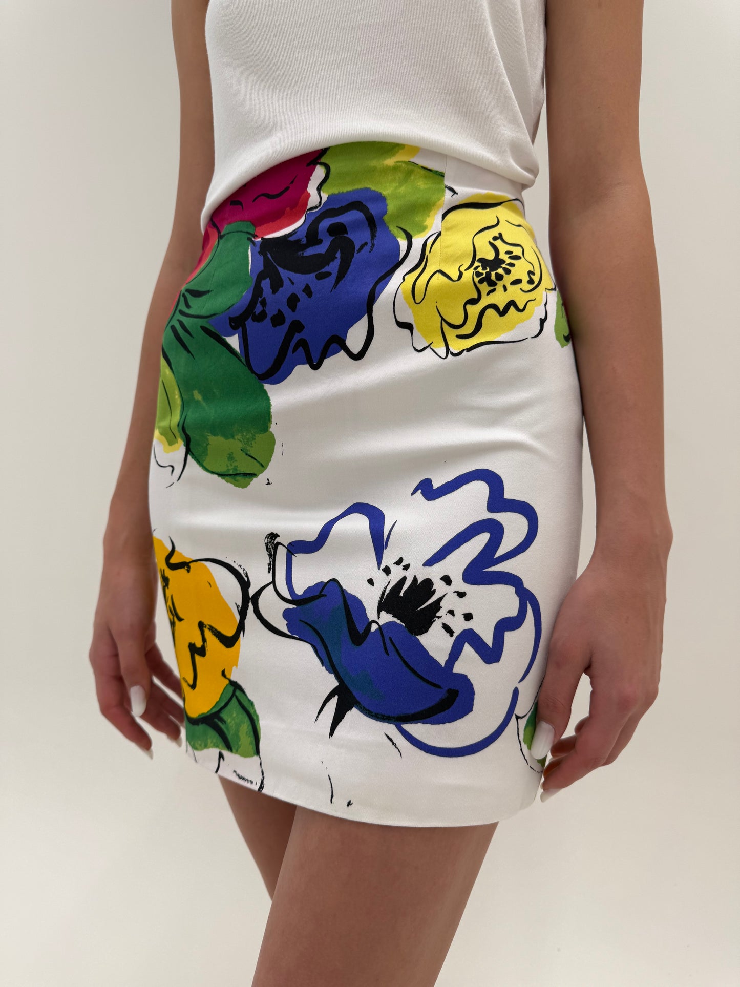 Fustă Max Mara creion cu talie ultra înaltă și print în culori tari