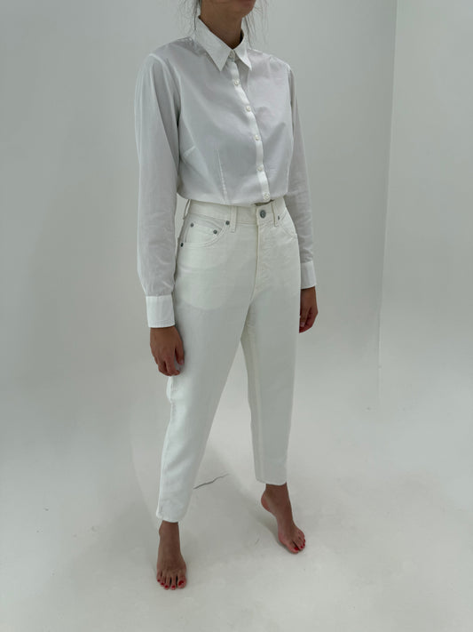 Jeans vintage din bumbac gros mom fit cu talie ultra înaltă