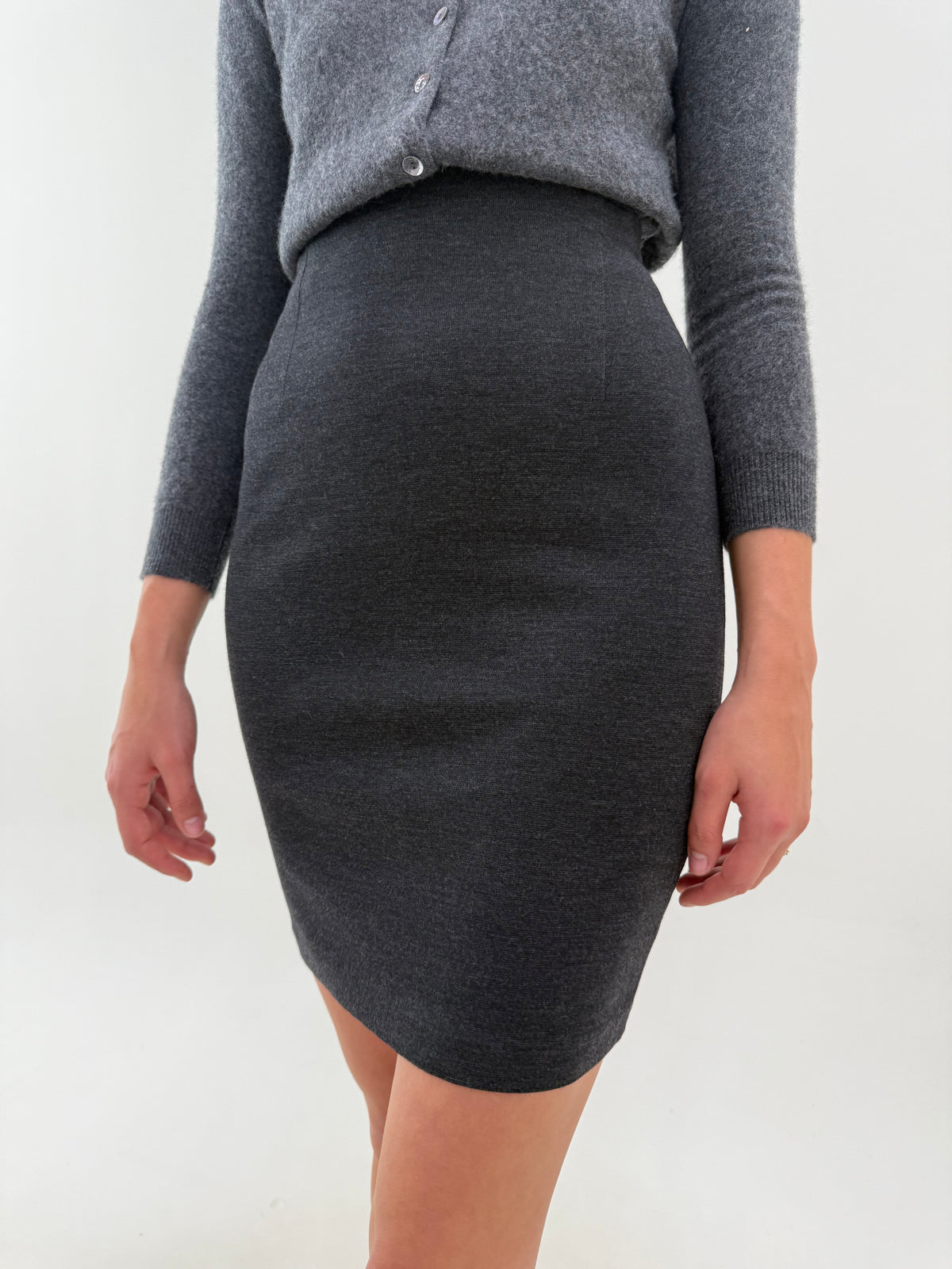 Fustă creion Max Mara cu talie ultra înaltă din lana extrafina pura certificată modelatoare
