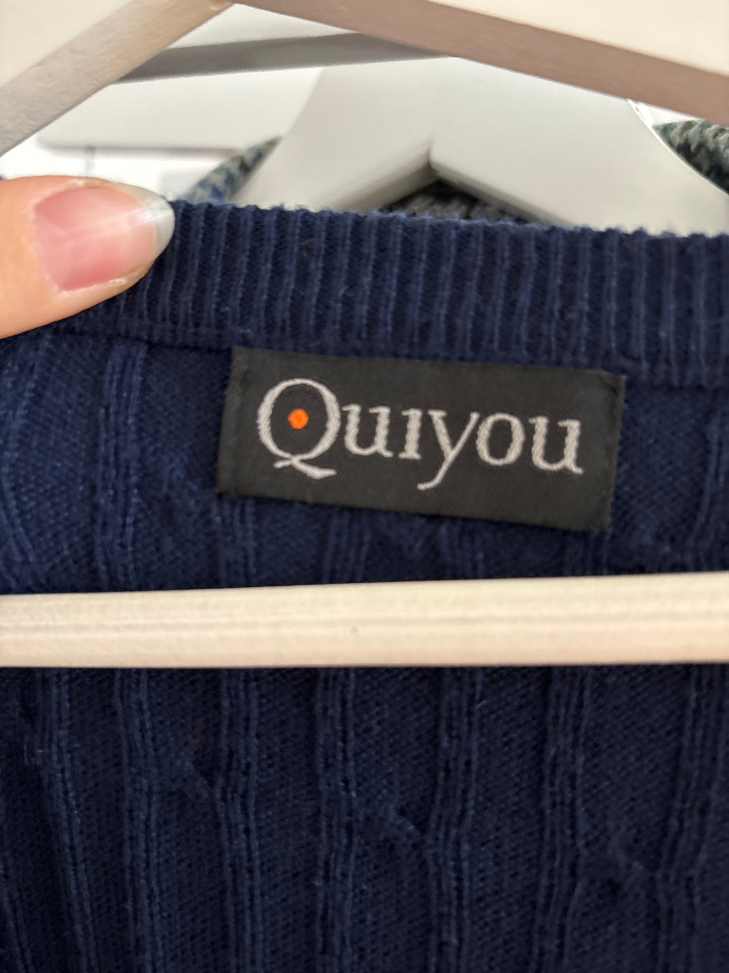 Pulover Navy în anchior cu torsade din lana merino extrafina