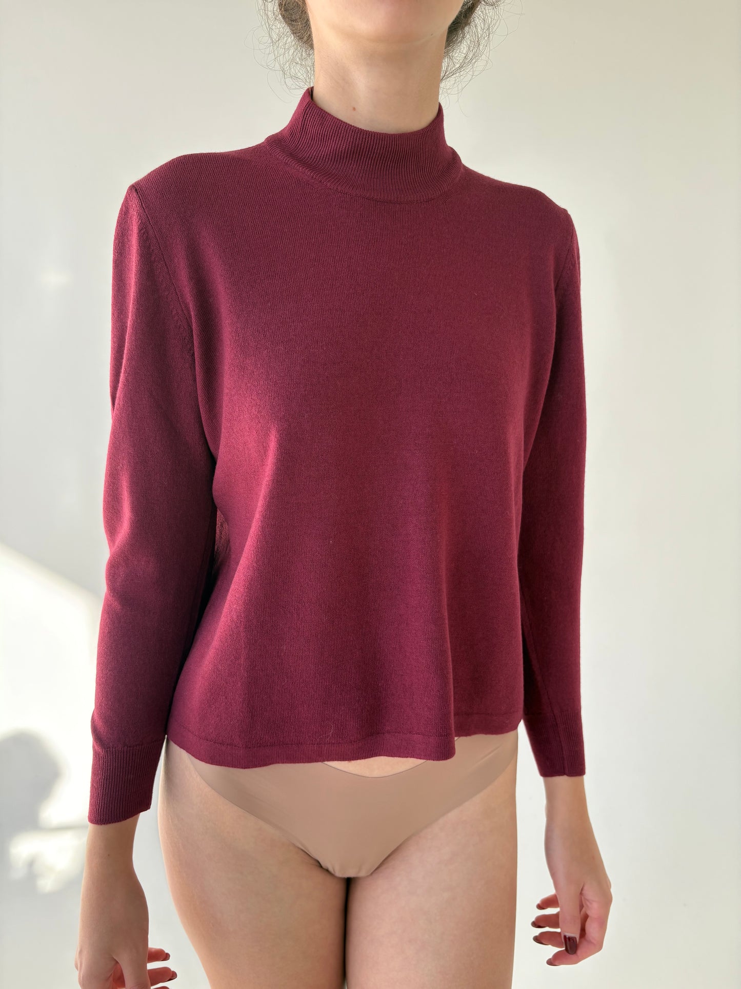 Maleta petite italian burgundy din lana merino extrafina