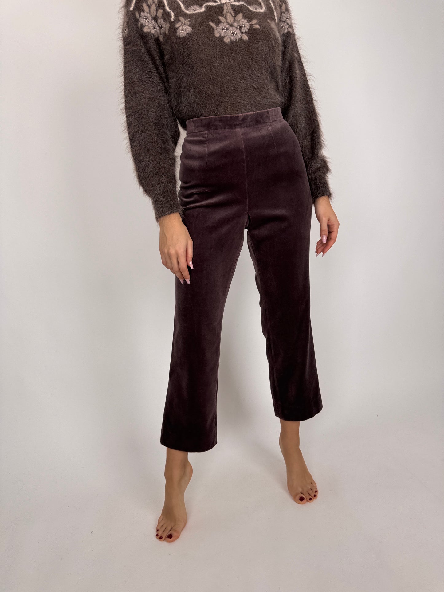 Pantaloni din catifea de bumbac raisin brown