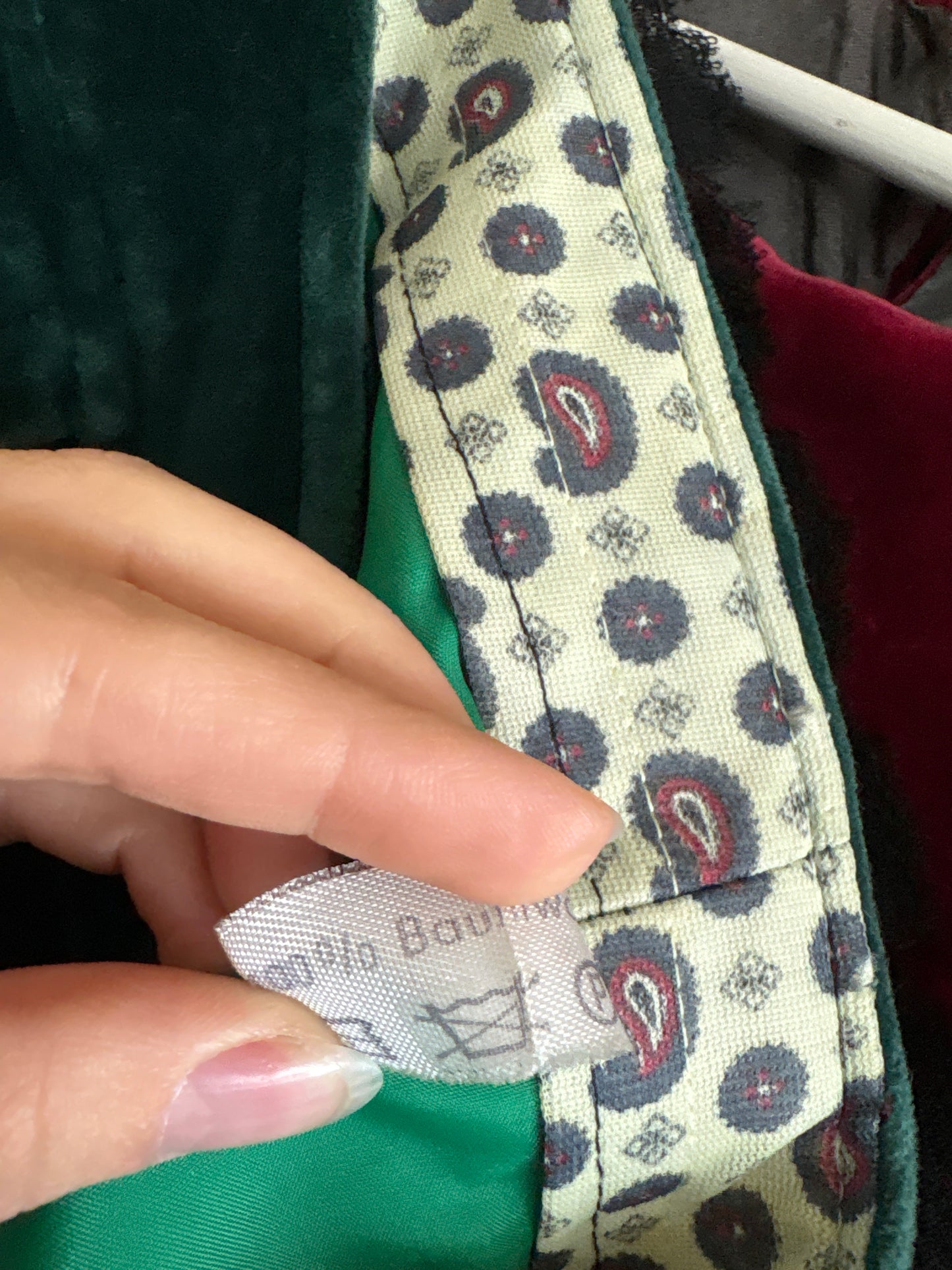 Pantaloni palazzo vintage din catifea dark green de bumbac de la zi la seară