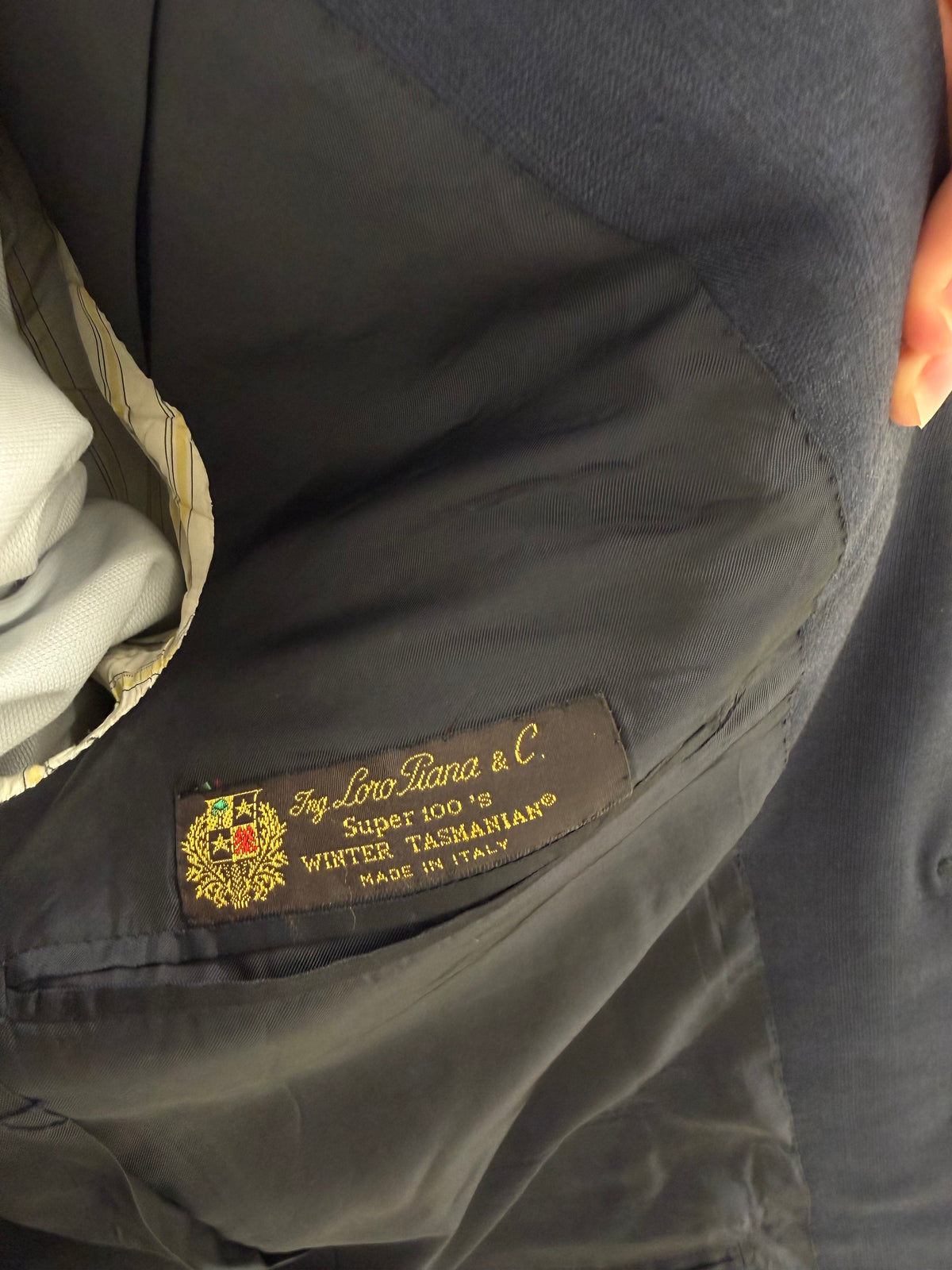 Sacou Loro Piana din lana subțire extrafina tasmaniana Navy blue petite