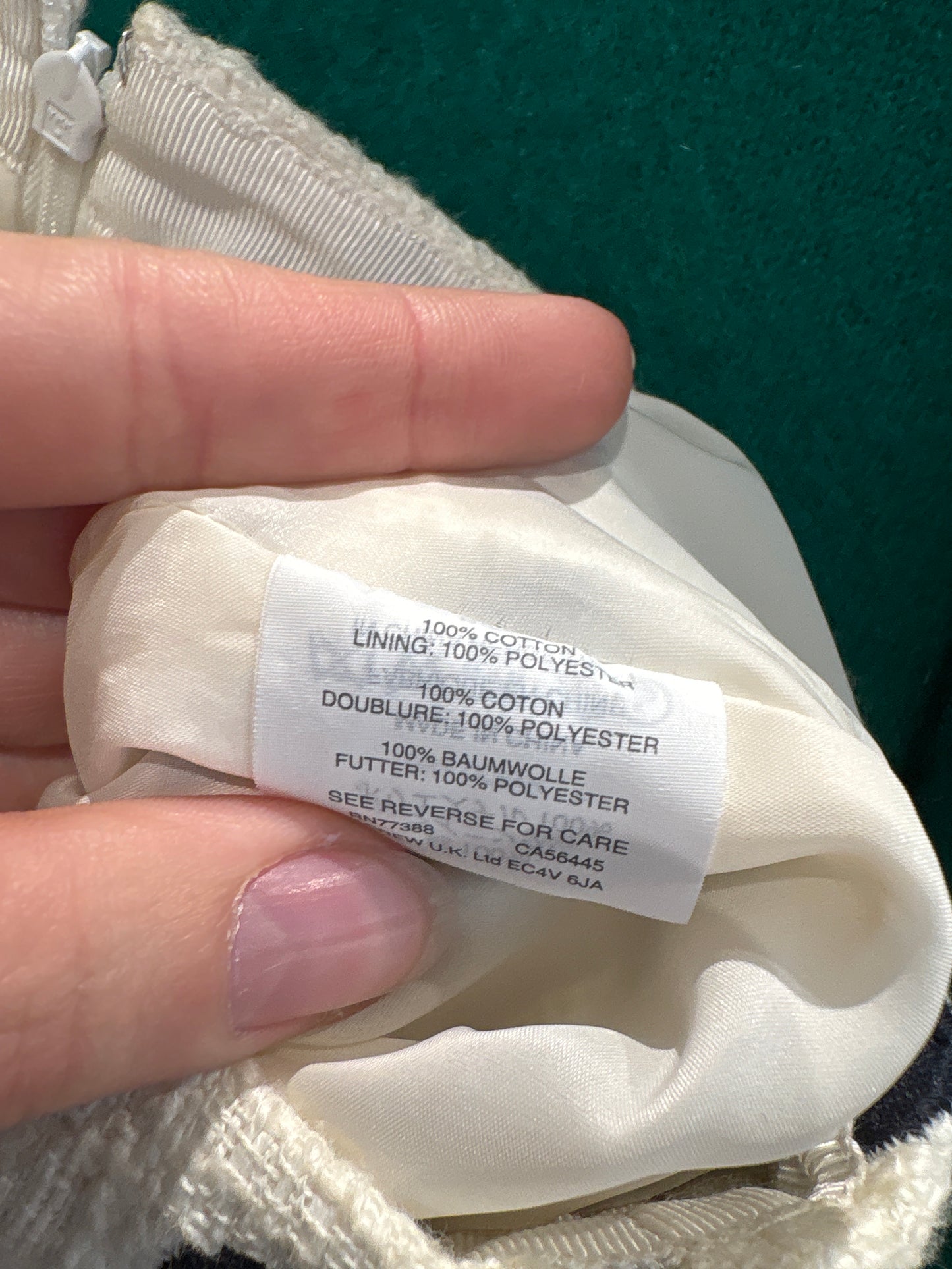 Fustă cu talie înaltă din tweed de bumbac cu buline