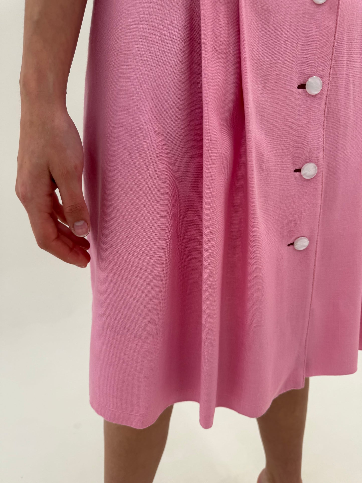 Rochie powder Pink vintage în croi de ani 50 din pânză grea excepțională