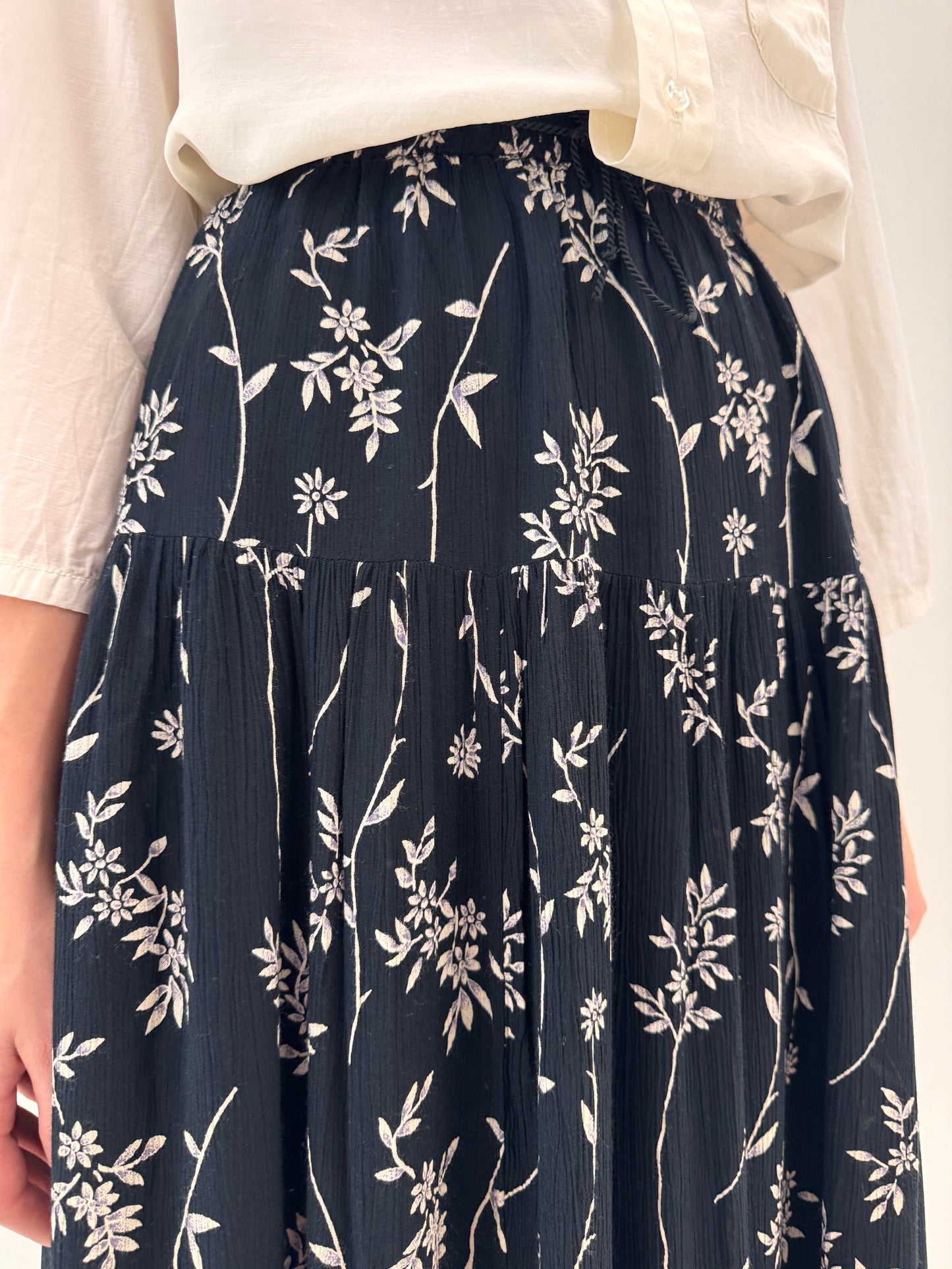 Fustă ultra amplă super vaporoasă maxi Navy blue cu talie elastică