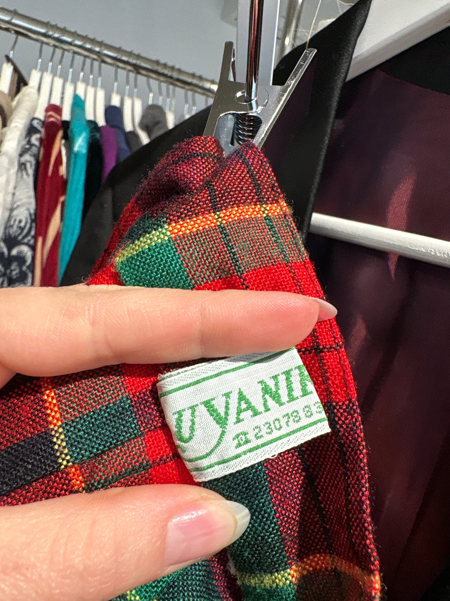 Fustă vintage plisată din Tartan gros de lana cu talie ultra înaltă