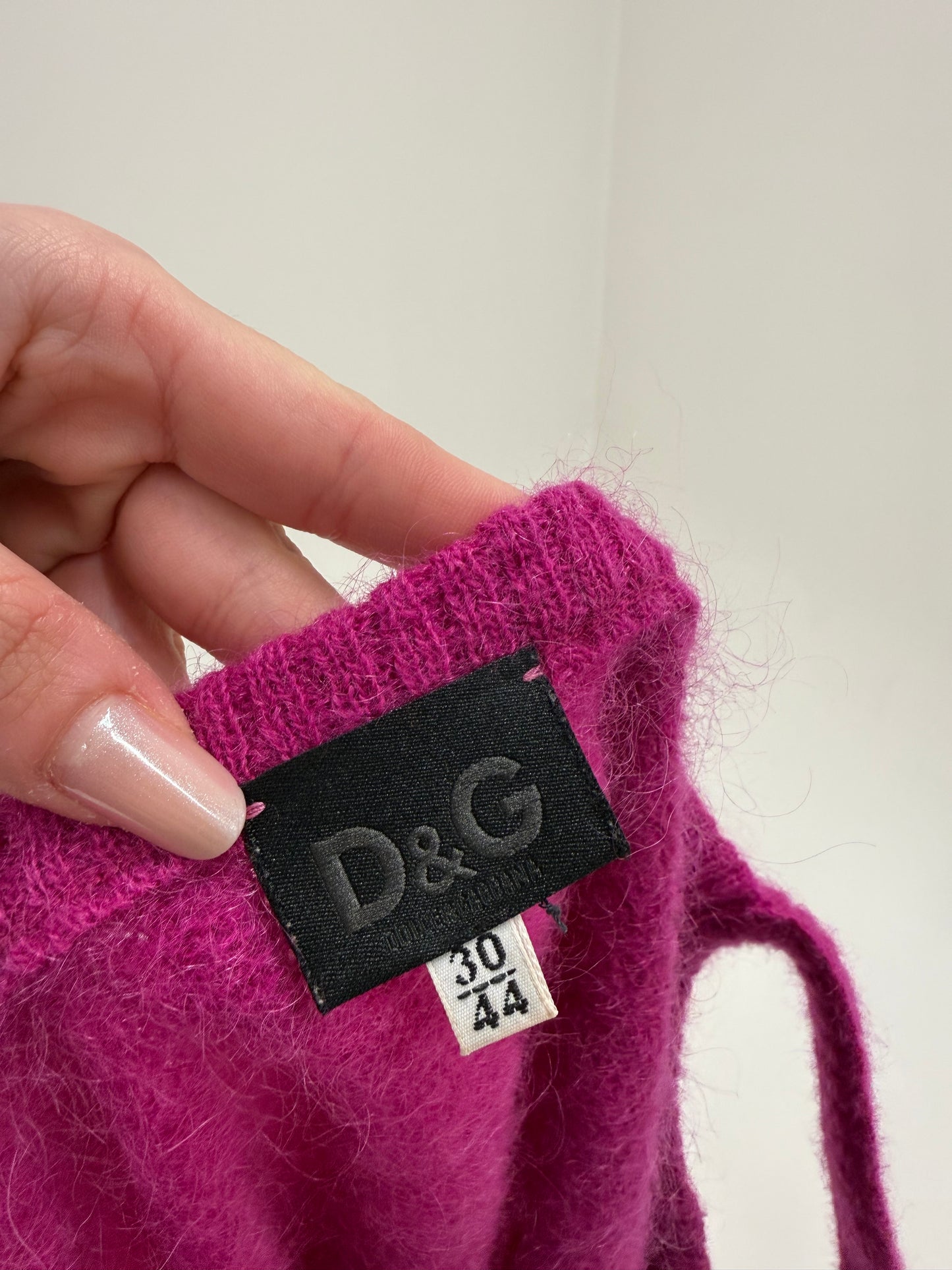 Set Dolce&Gabbana fucsia din mohair - cardigan + maieu