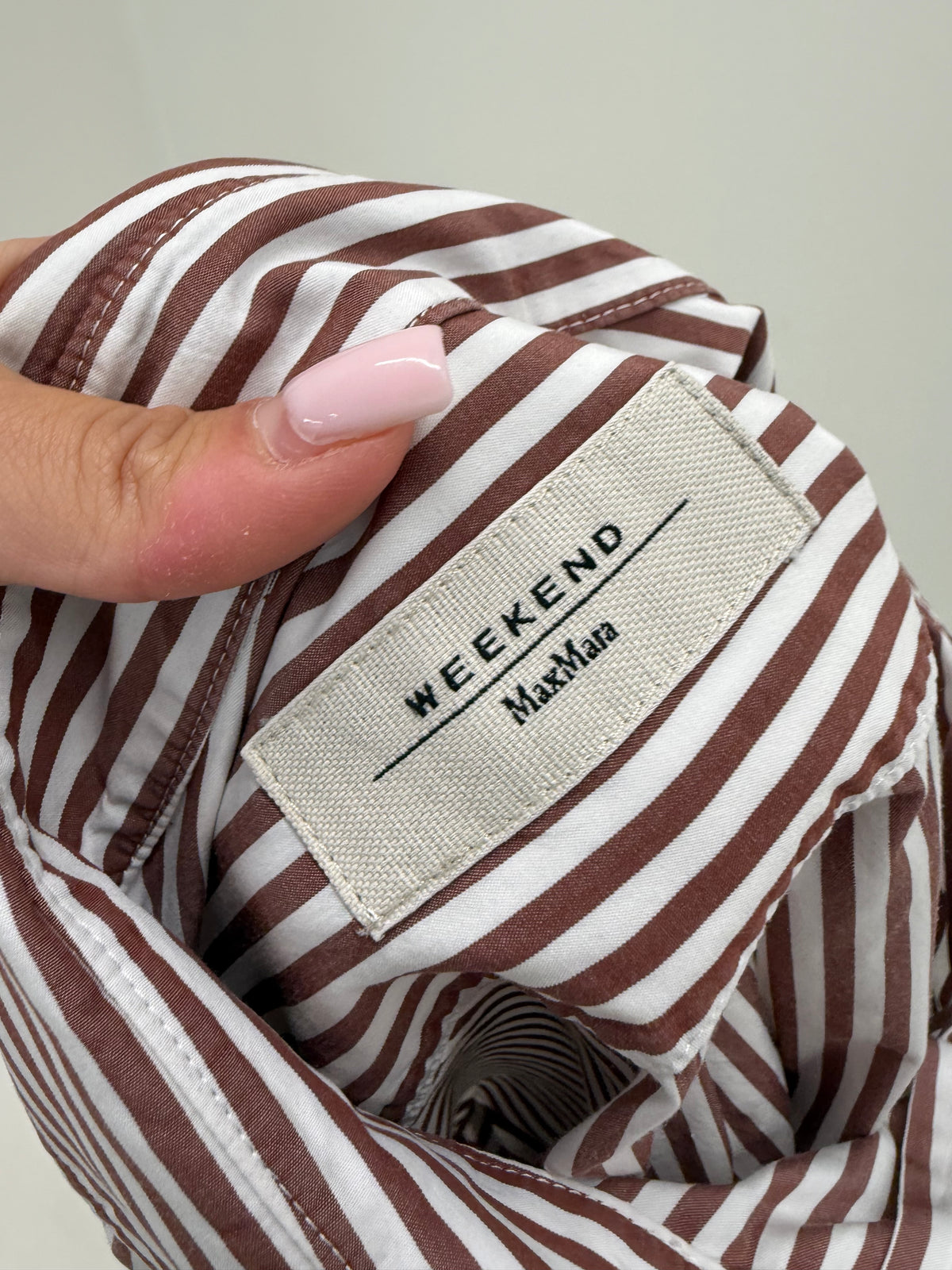 Cămașa Max Mara în dungi chocolate brown din poplin de bumbac