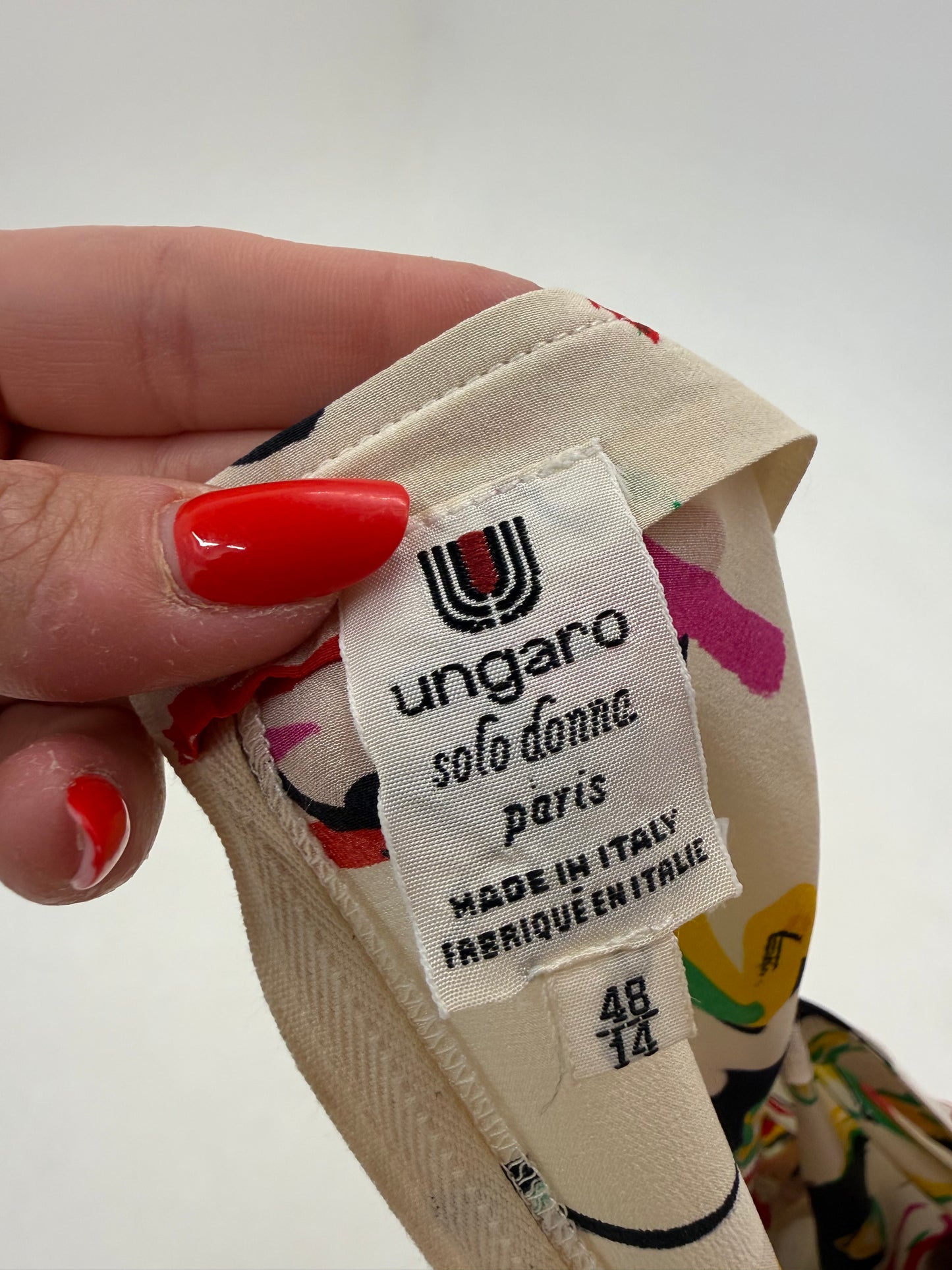 Rochie vintage Ungaro din mătase naturală cu bust petrecut și talie drapată