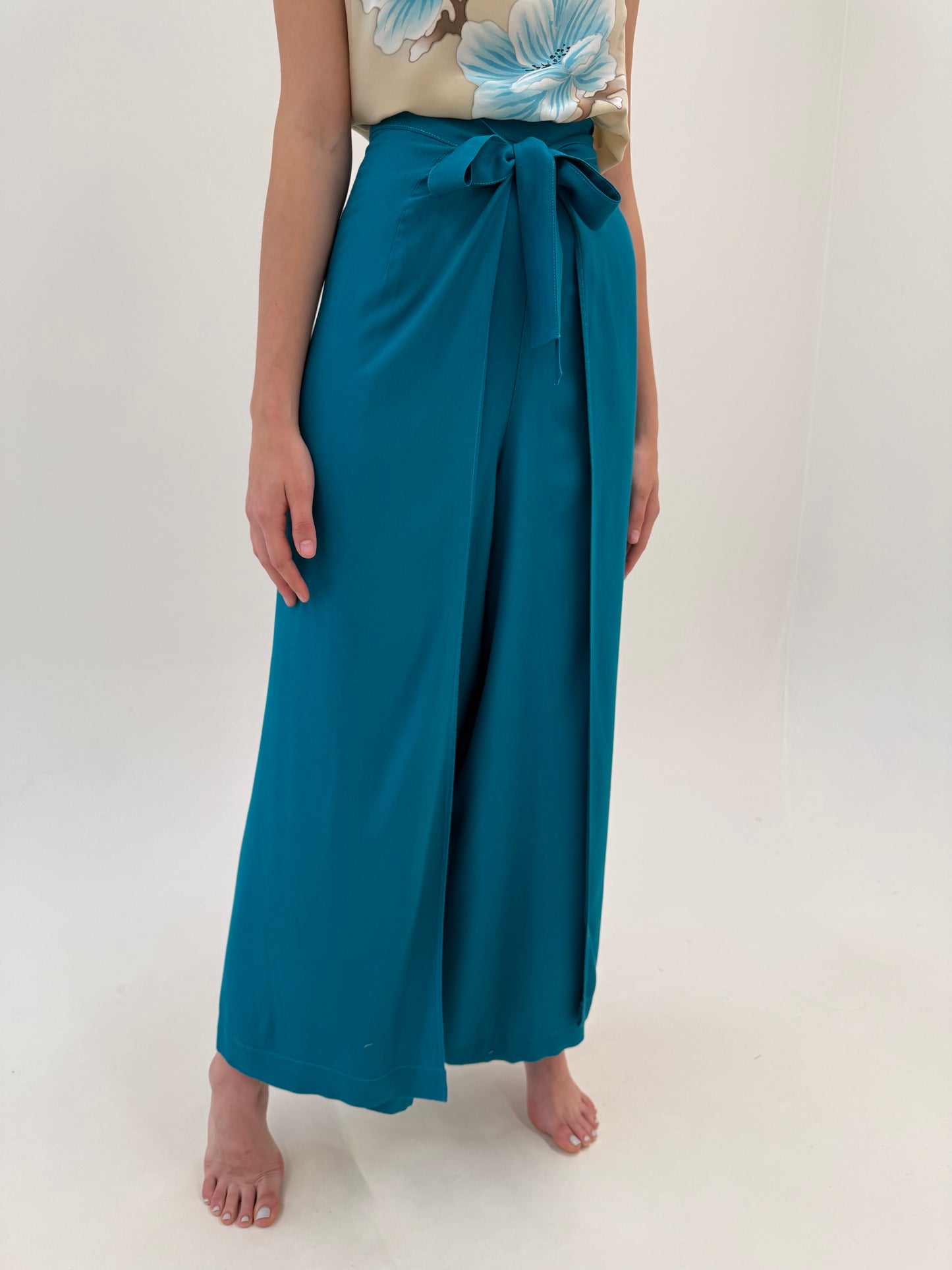 Pantaloni palazzo reglabili din twill excepțional