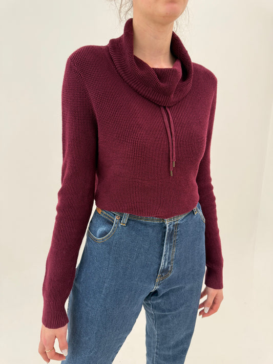 Soft cotton knit burgundy Ralph Lauren din bumbac cu influențe sport