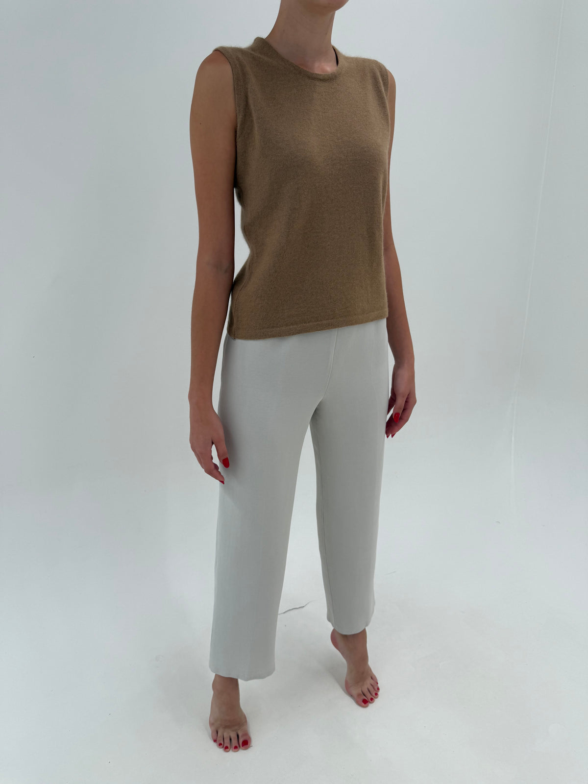 Pantaloni Max Mara din faille ultra confort silver gray cu talie ultra înaltă