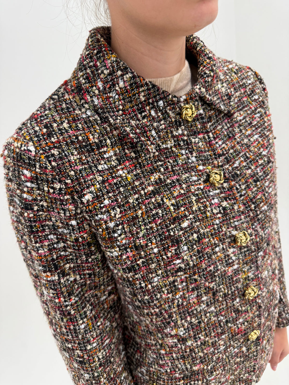 Sacou în stil Chanel din tweed excepțional de lana în culori superbe