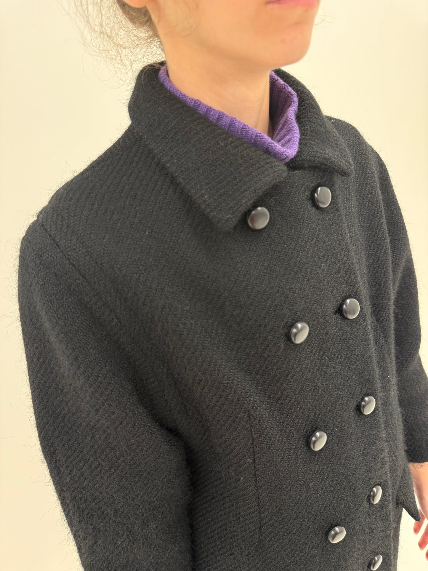 Palton old vintage anii 50 de colecție italian on stil Dior din boucle gros de lana extrafina