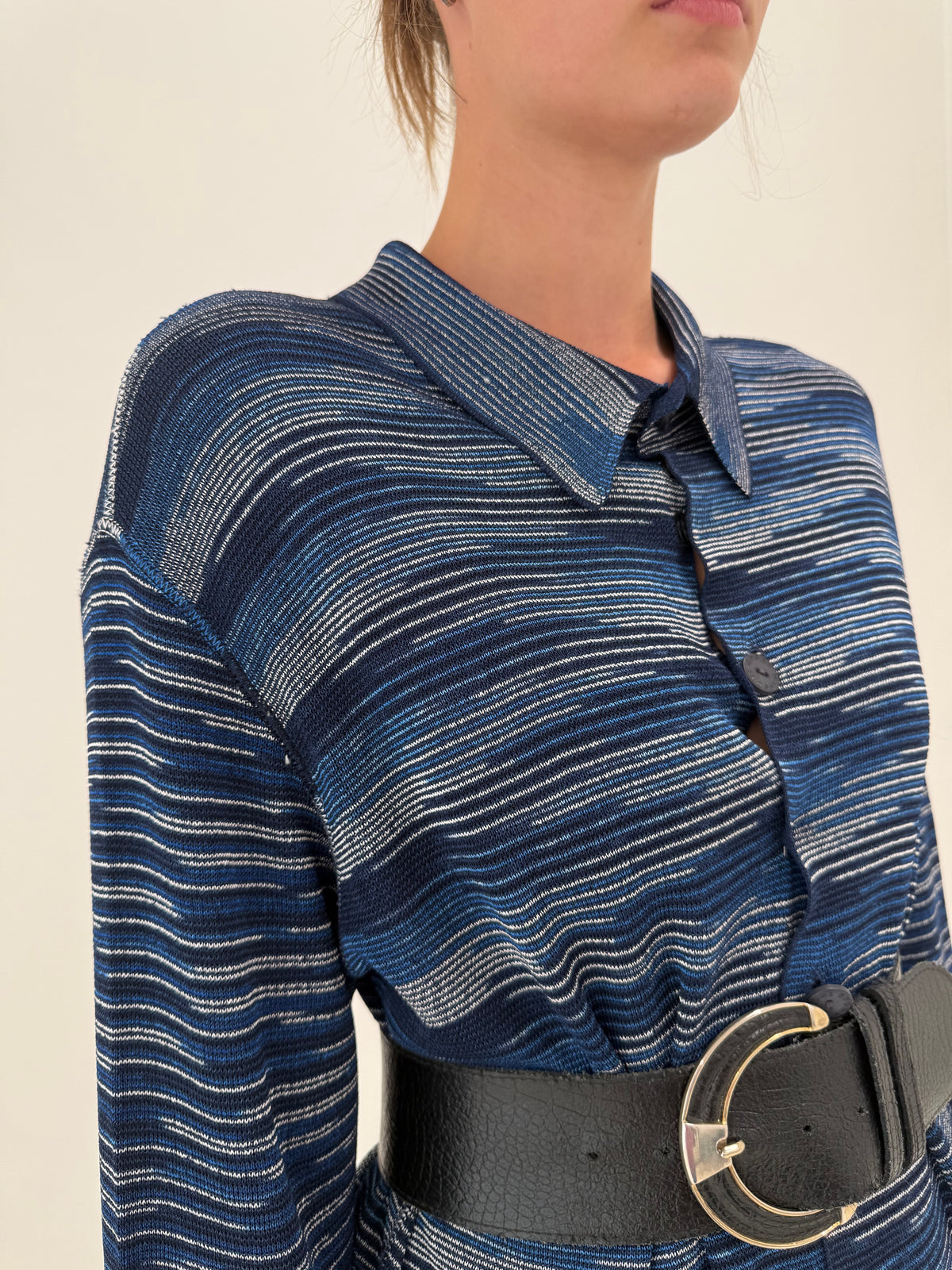 Rochie / cardigan lung Missoni polo din tricot specific brandului în nuanțe de albastru
