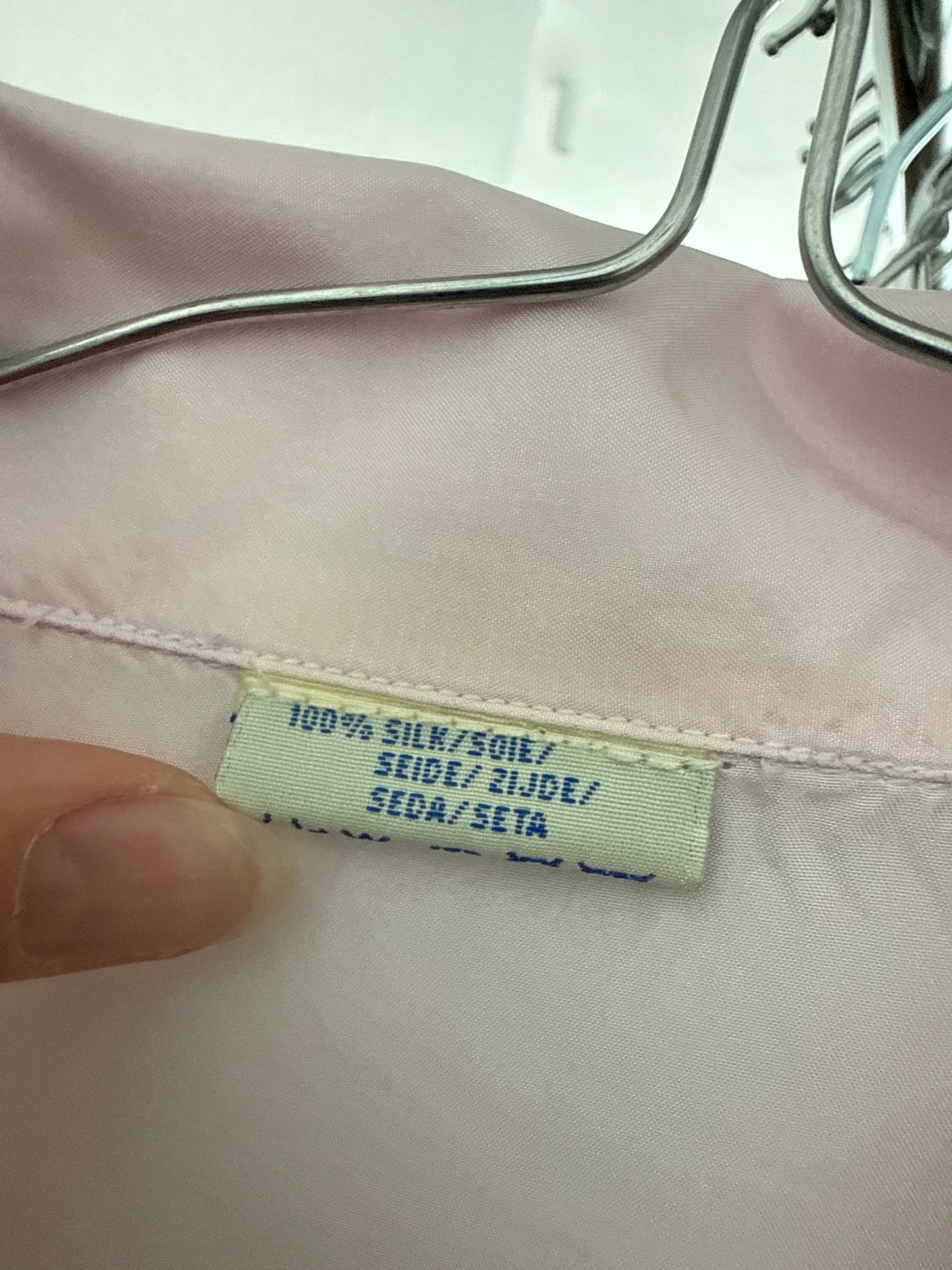 Cămașa powder Pink din mătase naturală în croi lejer ușor cropped
