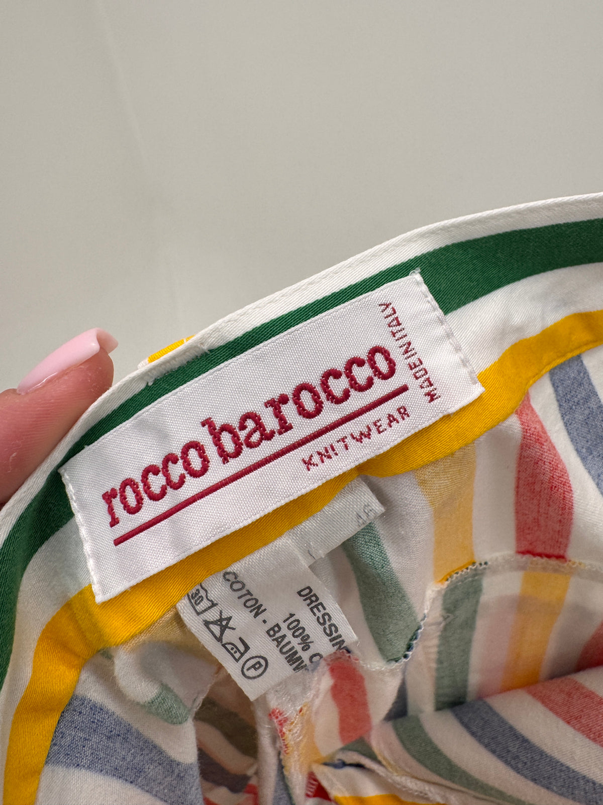 Pantaloni Rocco Barocco luxury țigaretă în dungi din canvas fin de bumbac