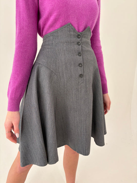 Fustă cu talie ultra marcată extrem de înaltă midi din stofita