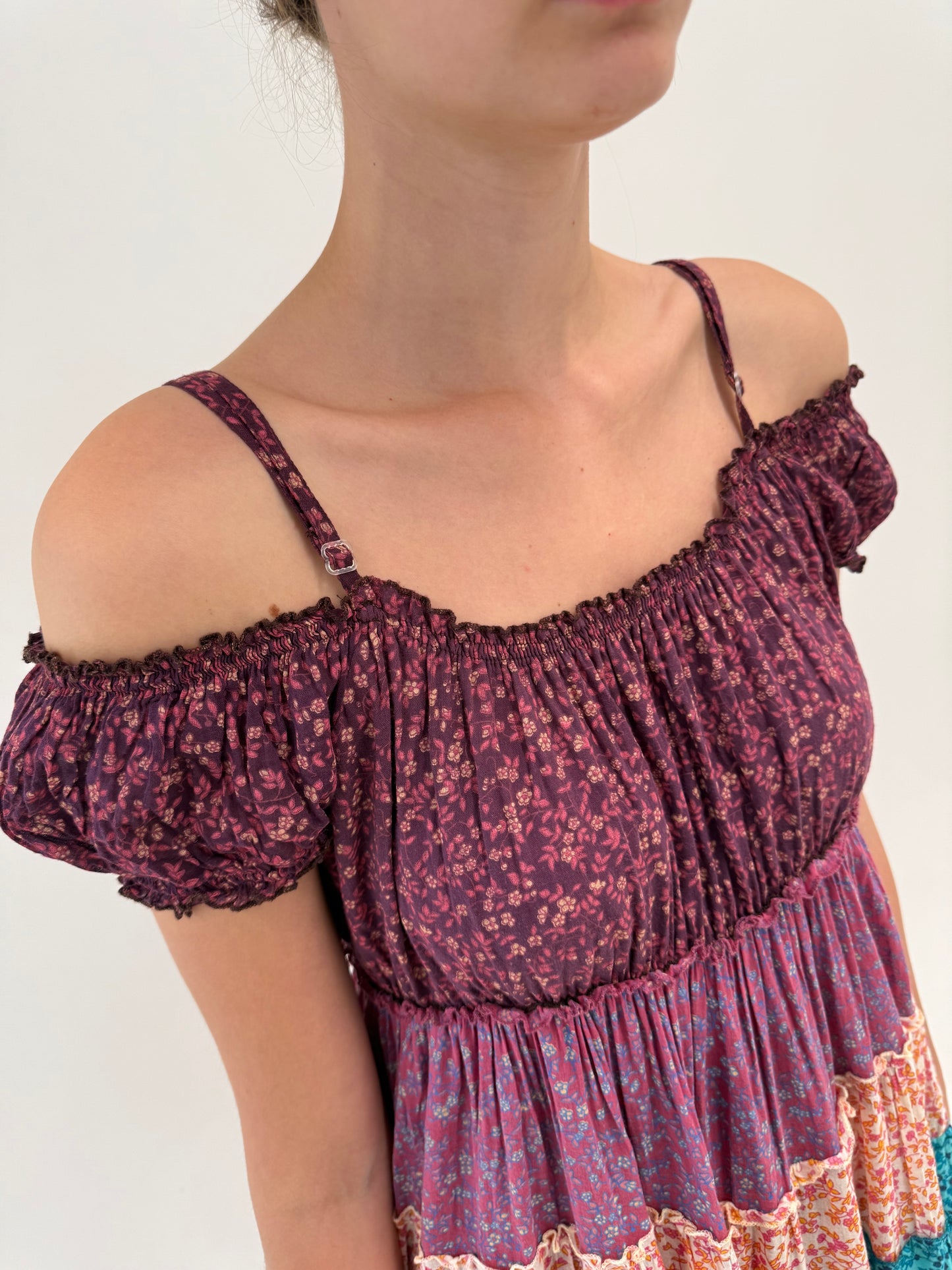 Rochie boho maxi din cea mai fină panzica de bumbac cu gust drapat