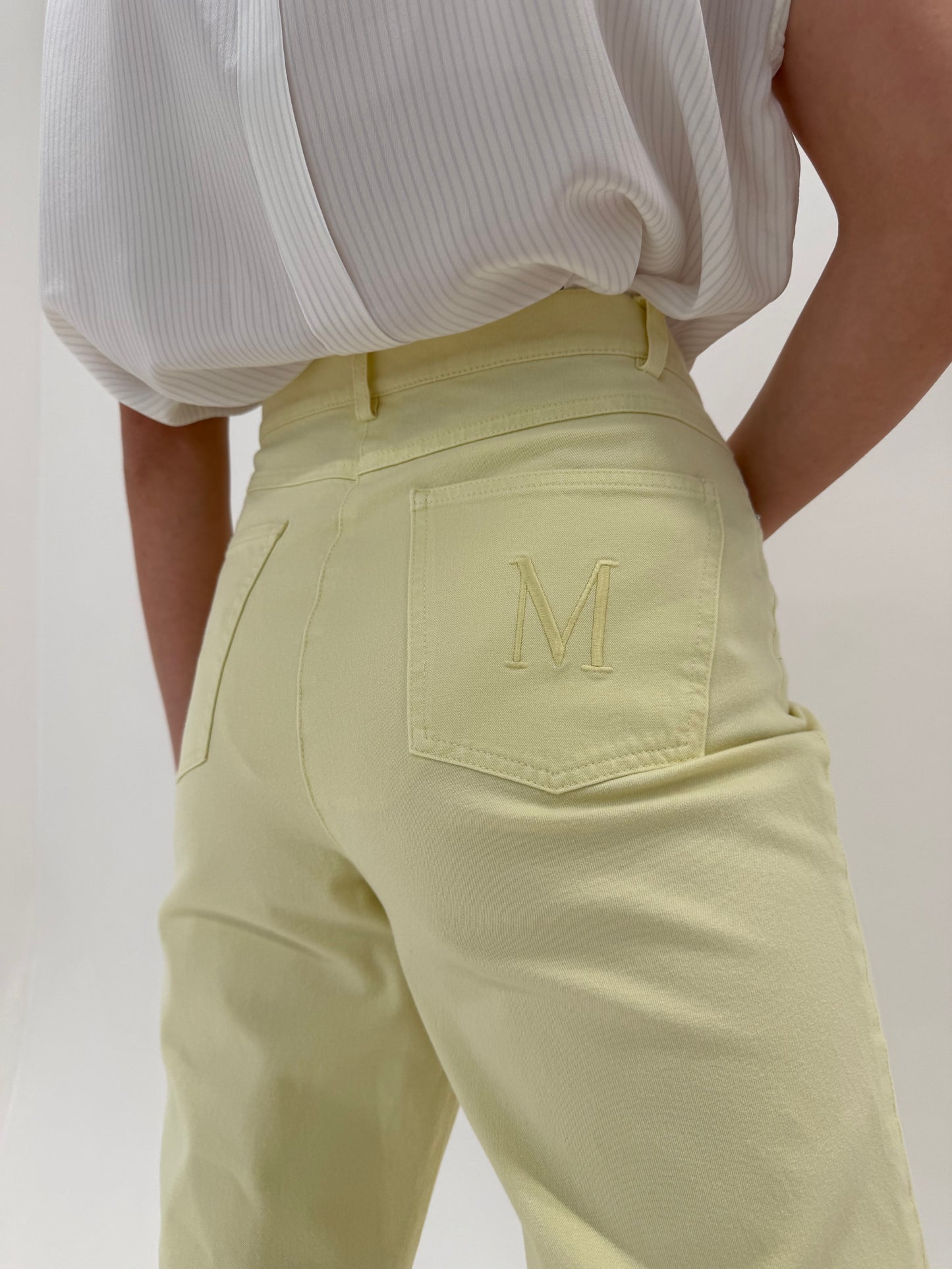 Pantaloni luxury Madeleine vanilla yellow ultra confort tall modeltori