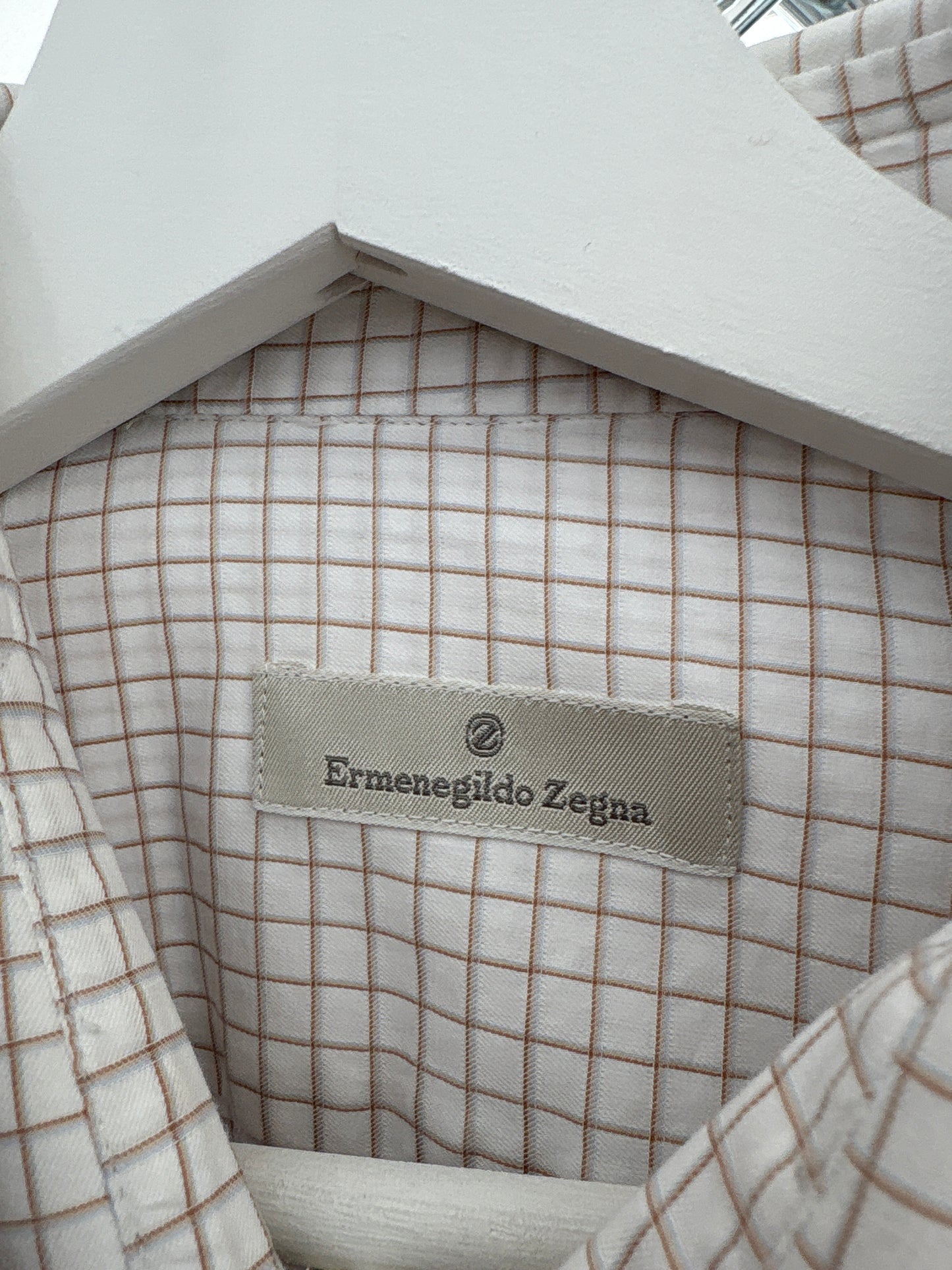 Cămașa ultra luxury Zegna din poplin în carouri fine chocolate brown
