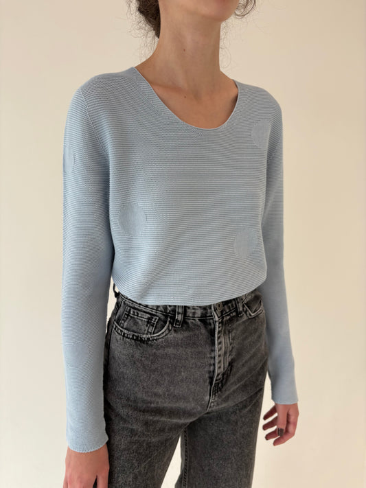 Pulover baby blue din bumbc de gramaj mare