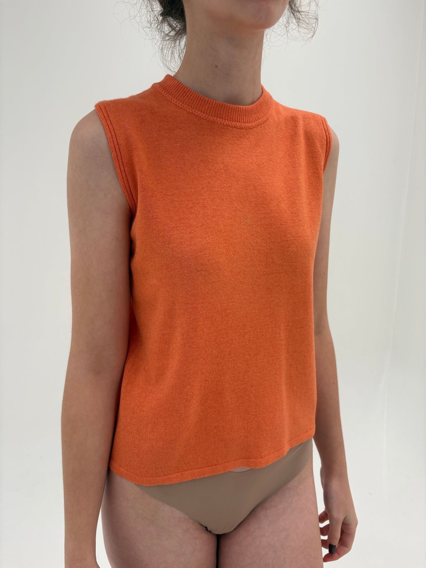 Top crew neck oranj din lana merino extrafina