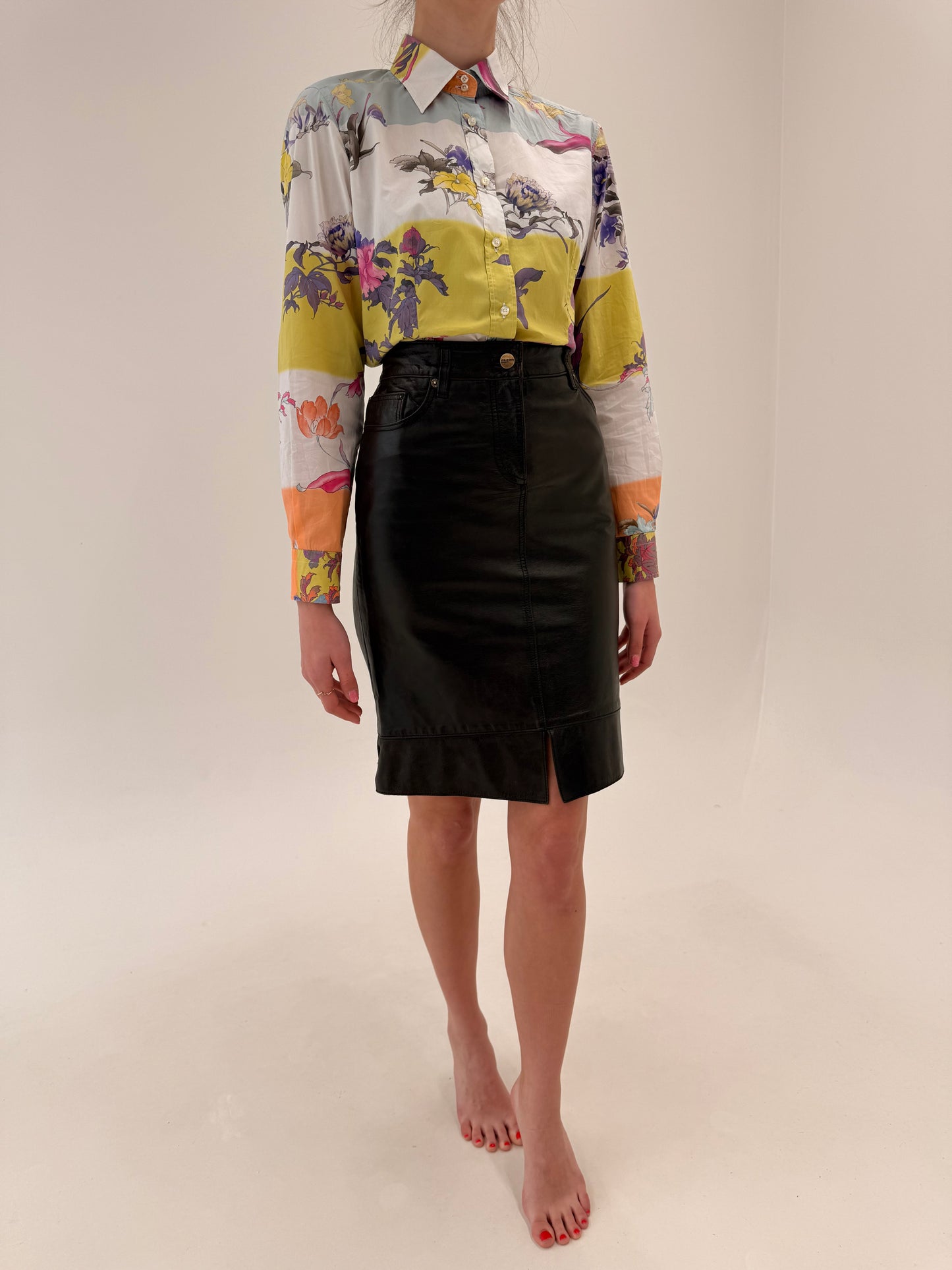 Fustă luxury Iceberg din piele naturală dark brown în croi chic mermaid