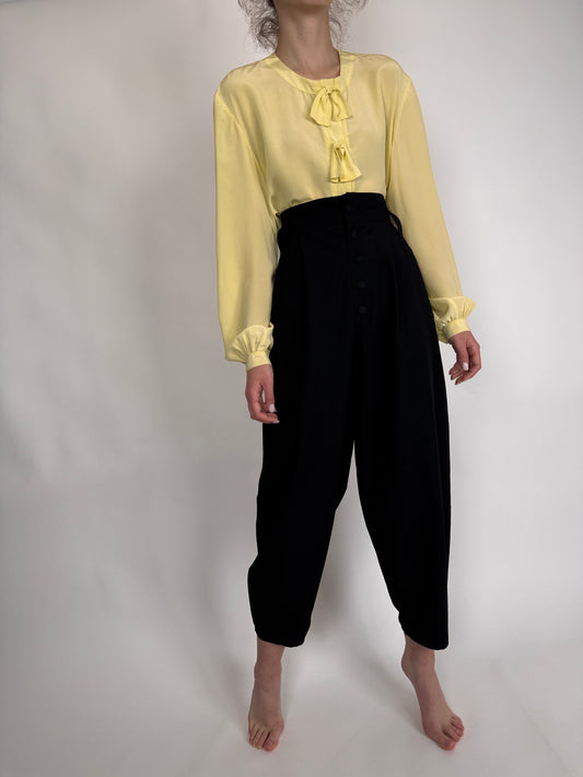 Pantaloni vintage în croi baloon cu talie ultra ultra înaltă marcată
