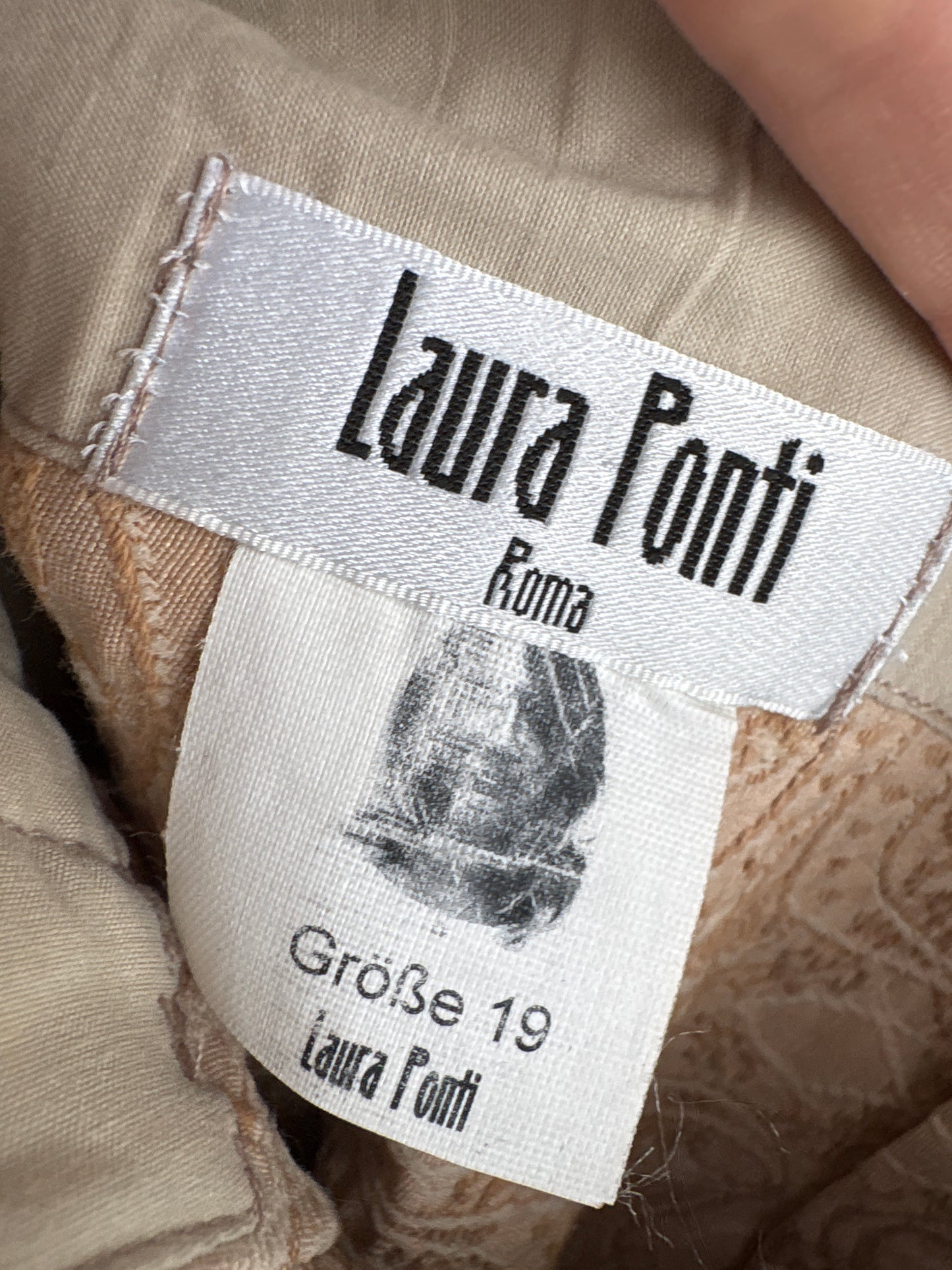 Pantaloni camel mom fit din brocart ultra confort modelator petite