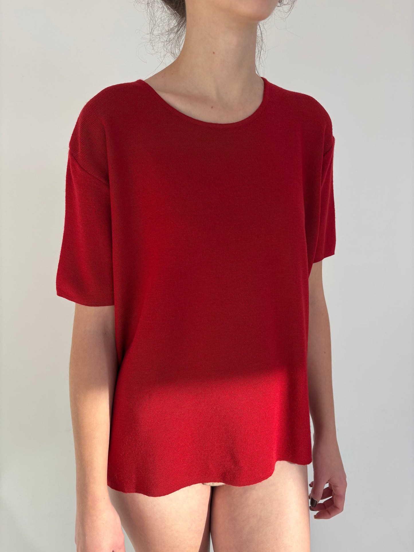 Top cherry red din lana extrafina de gramaj mare