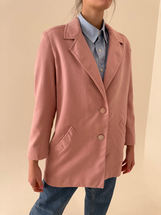 Sacou powder Pink petite în croi lejer din lanita extrafina subțire