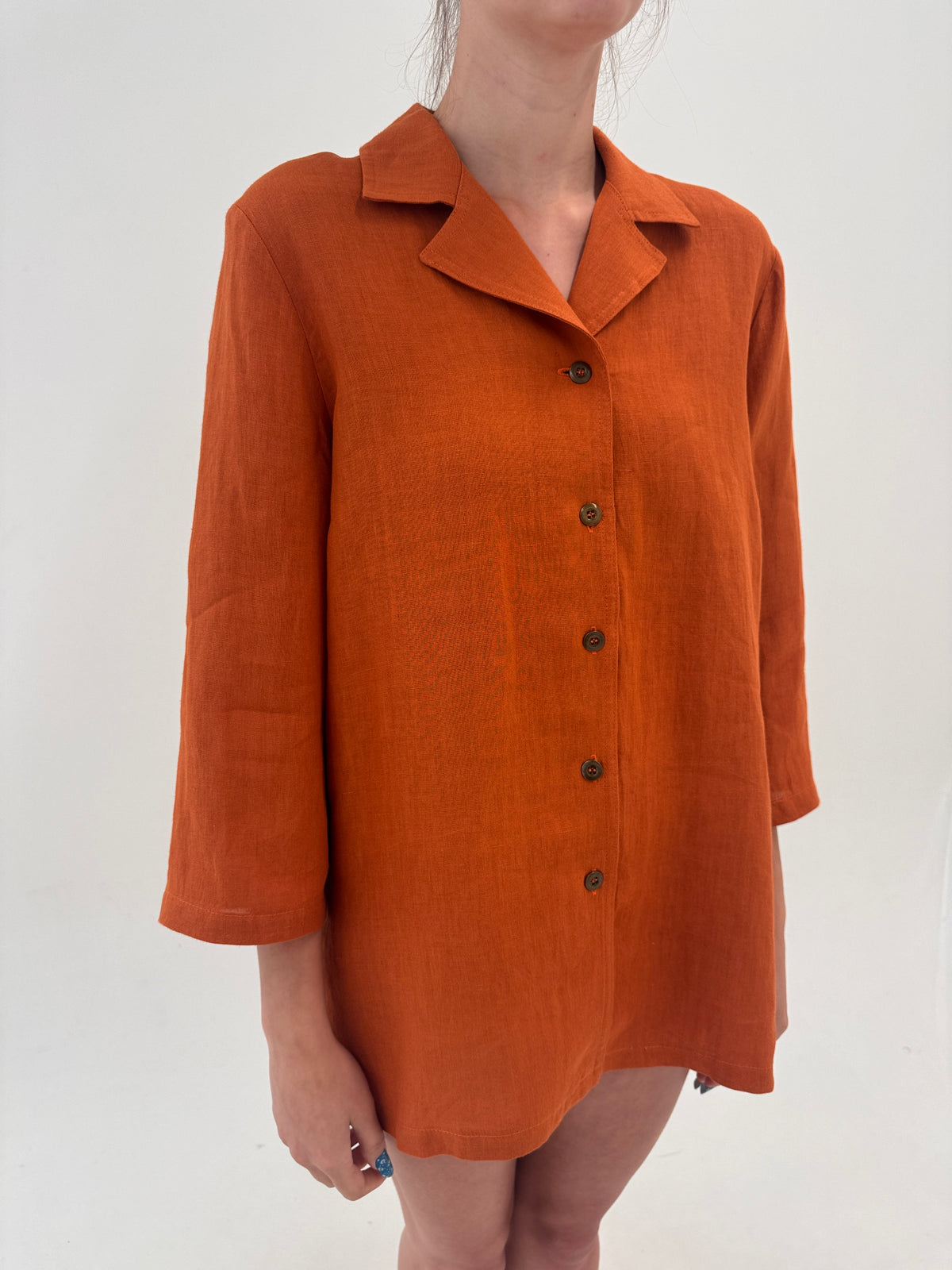 Cămașa italiana pumpkin orange din in premium