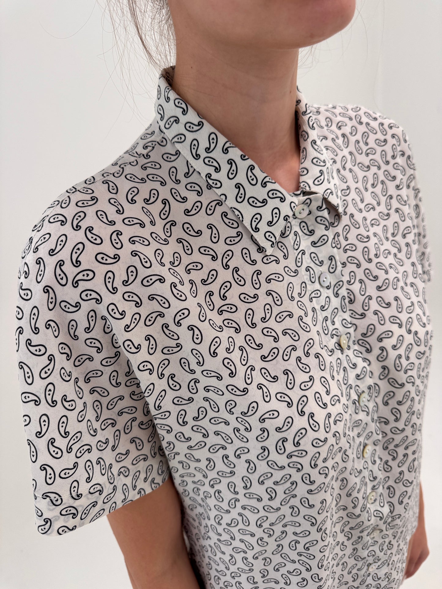 Cămașa de brand vintage luxury Byblos din mătase naturală cu print paisley