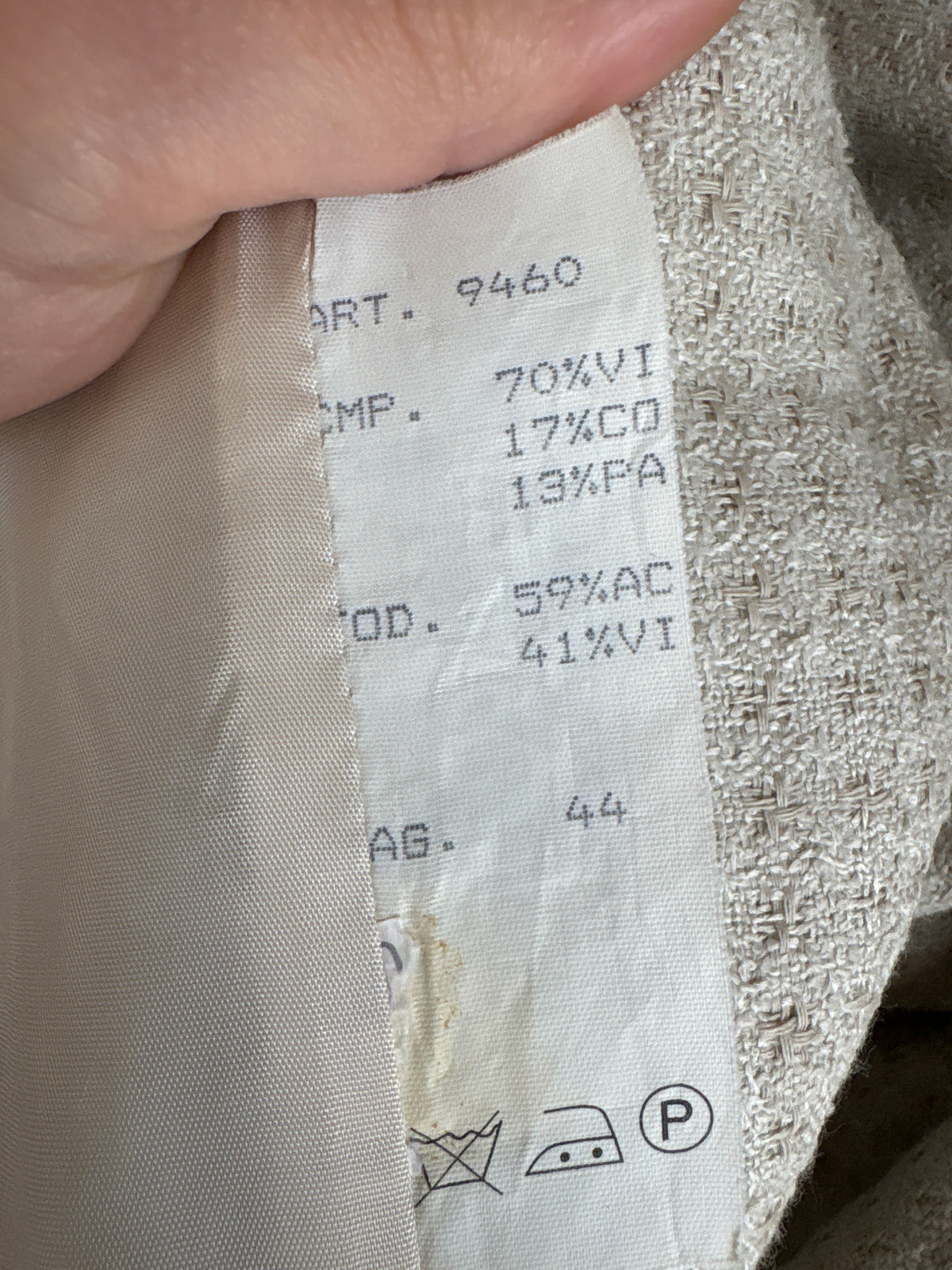 Sacou vintage italian în stil Chanel petite light nude din tweed excepțional de lana