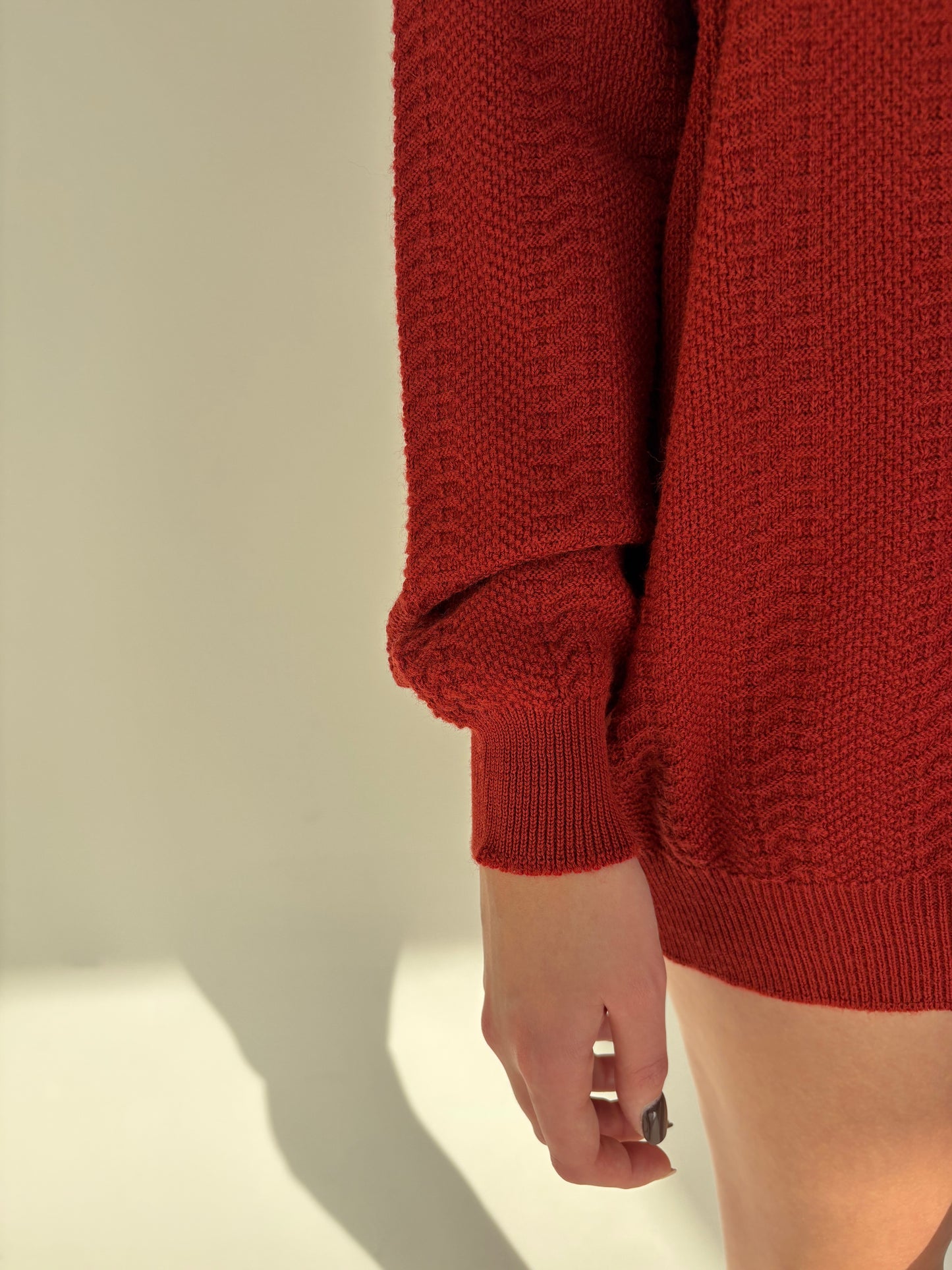 Pulover polo tall high end italian din lana fina texturată groasă