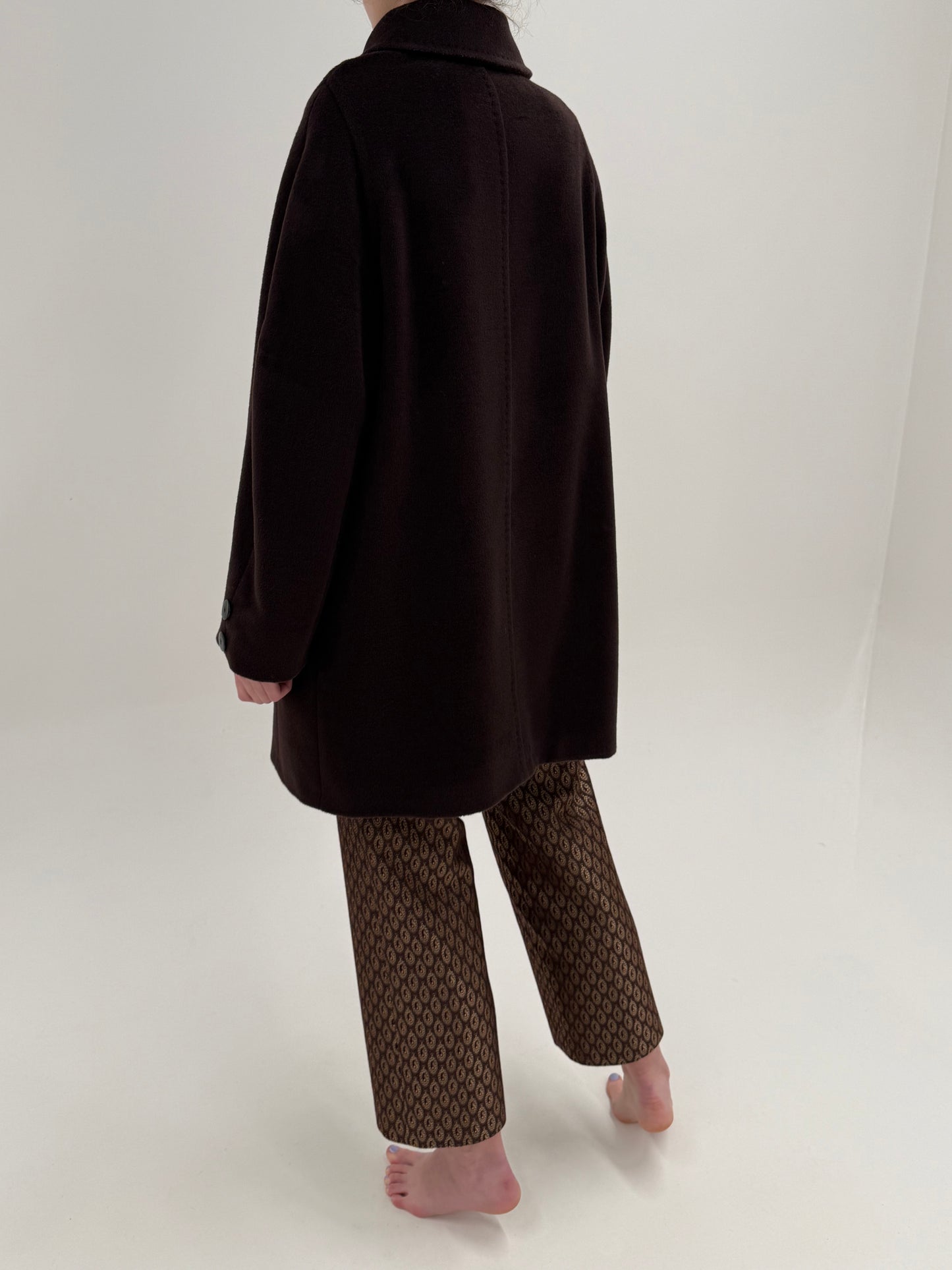 Palton italian din stofă luxury chocolate brown din lana merino extrafina