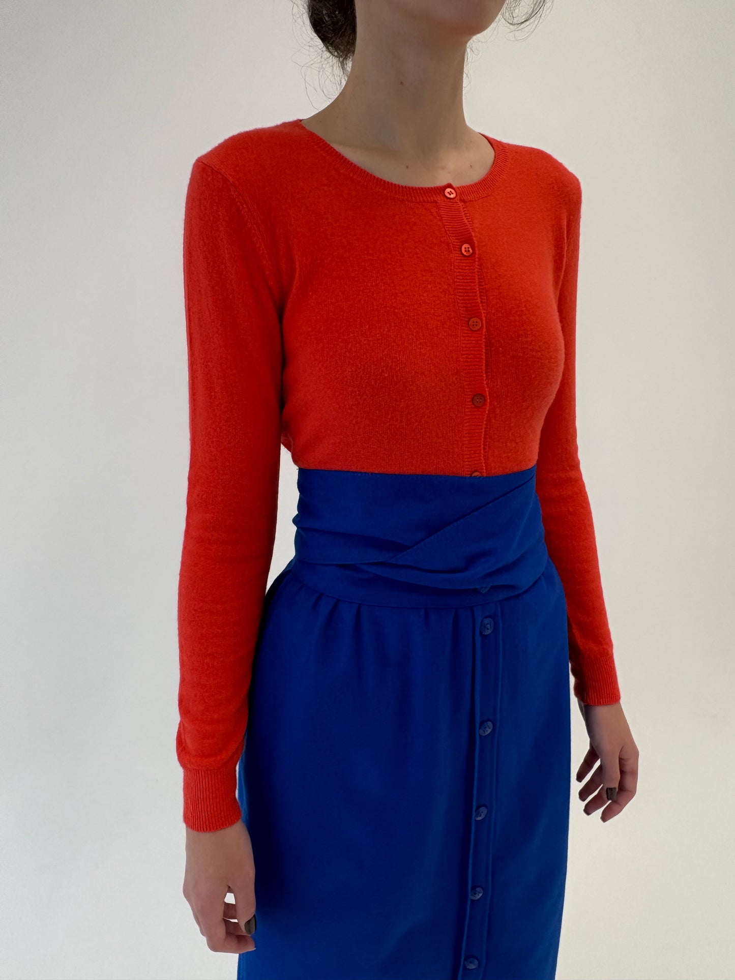 Cardigan electric orange din mix de cașmir de gramaj mare